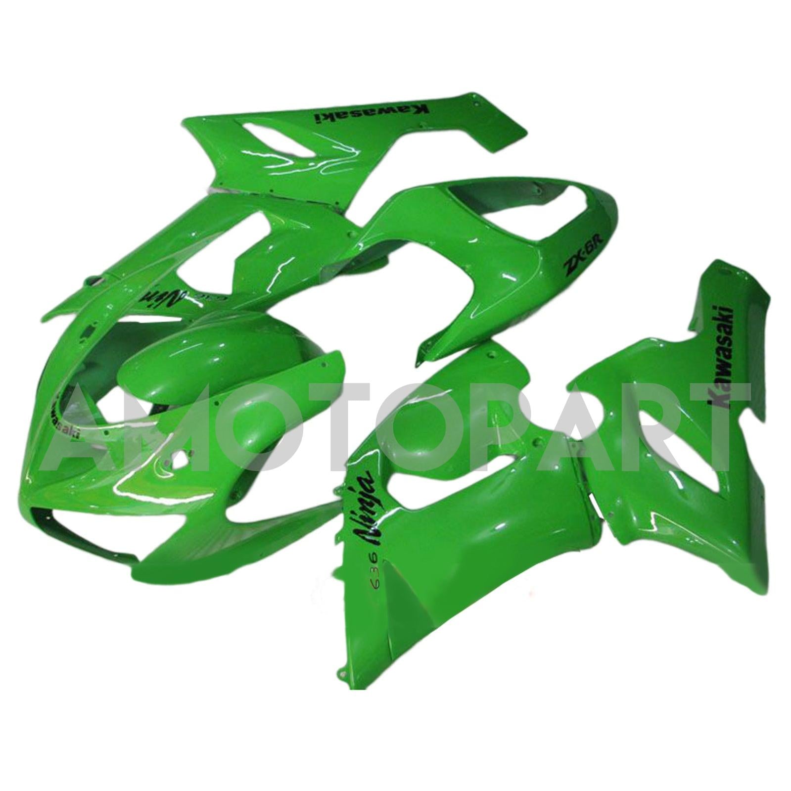 Amotopart 2005-2006 Kawasaki ZX6R 636 Fairing Green Kit