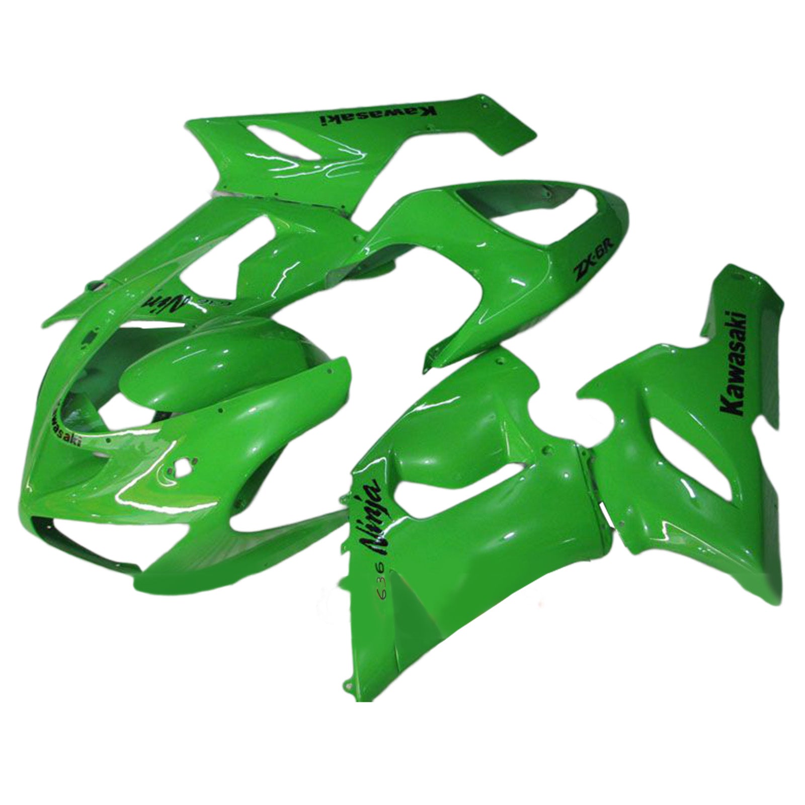 Amotopart 2005-2006 Kawasaki ZX6R 636 Fairing Green Kit