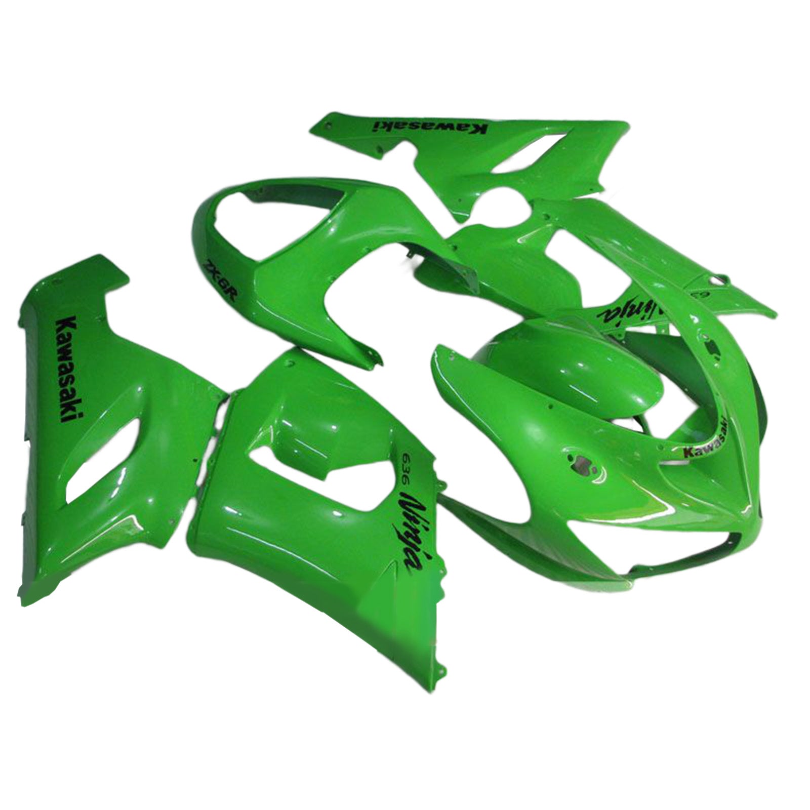 Amotopart 2005-2006 Kawasaki ZX6R 636 Fairing Green Kit