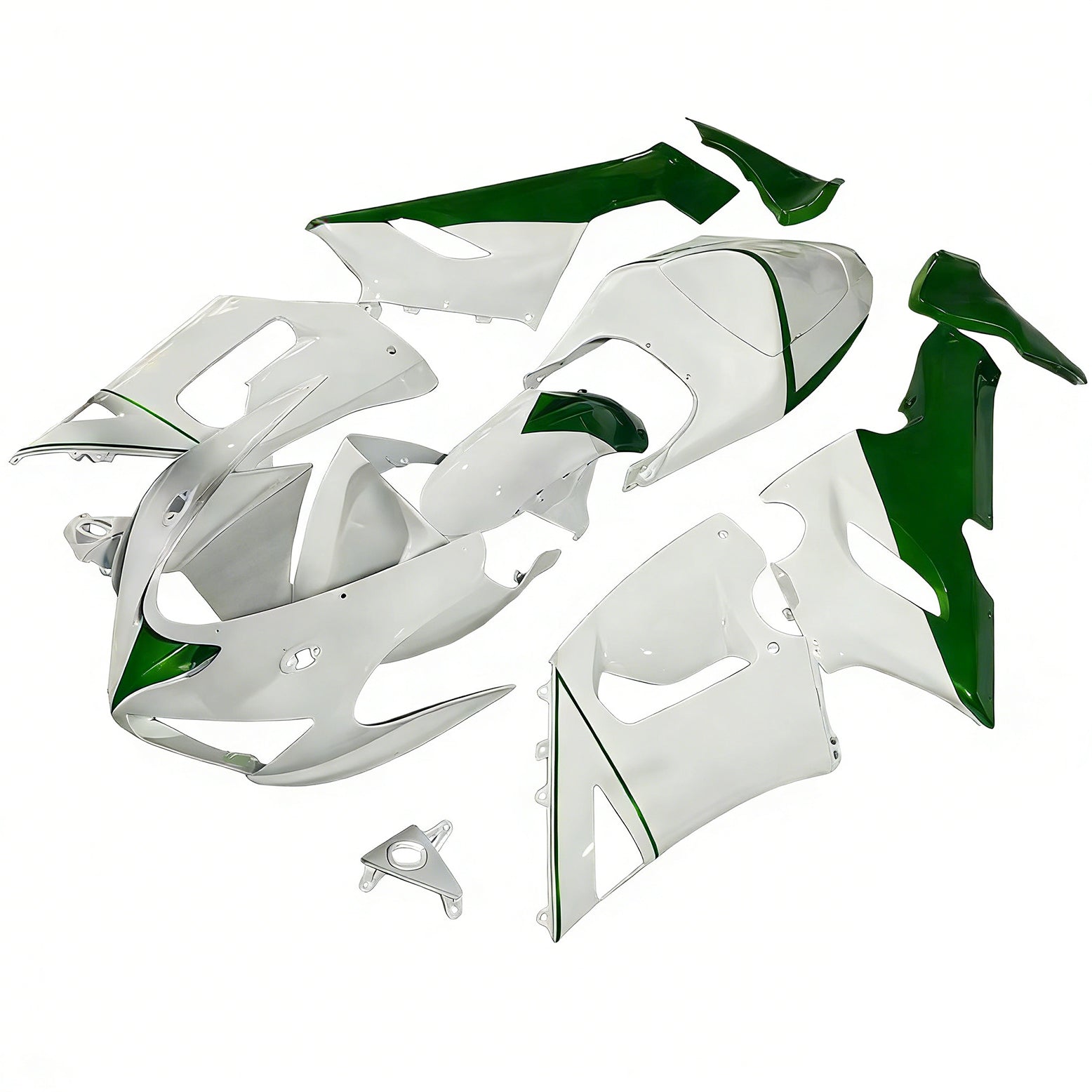 Amotopart 2005-2006 Kawasaki ZX6R 636 White&Green Fairing Kit