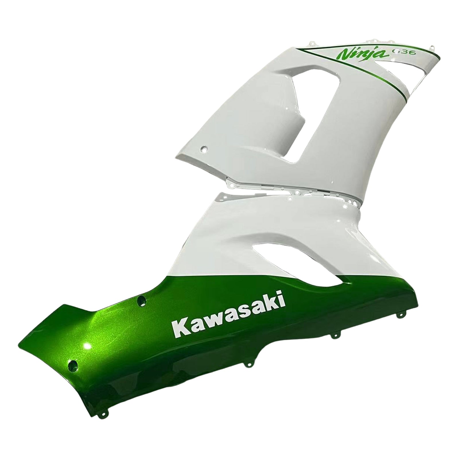 Amotopart 2005–2006 Kawasaki ZX6R 636 Verkleidungsset in Weiß und Grün