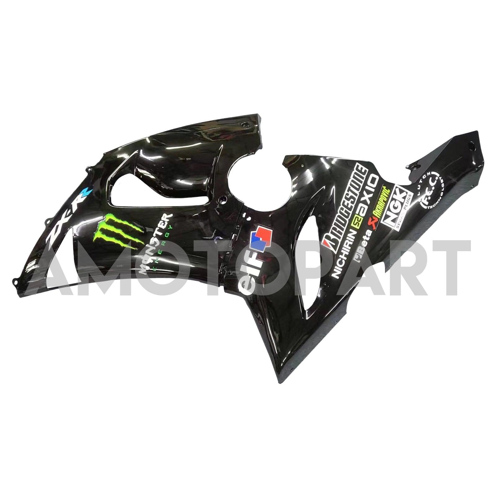 Amotopart 2005-2006 Kit carena Kawasaki ZX6R 636 Monster nero