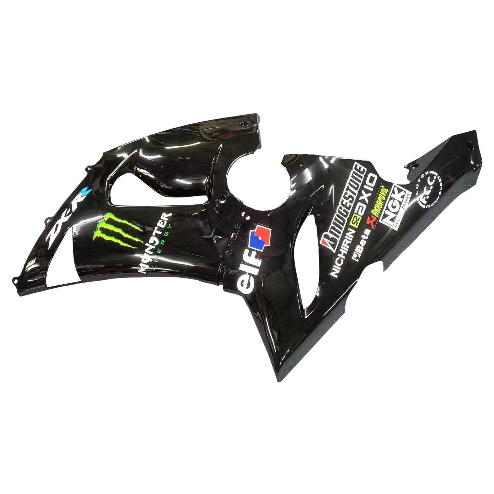 Amotopart 2005-2006 Kawasaki ZX6R 636 Black Monster Fairing Kit