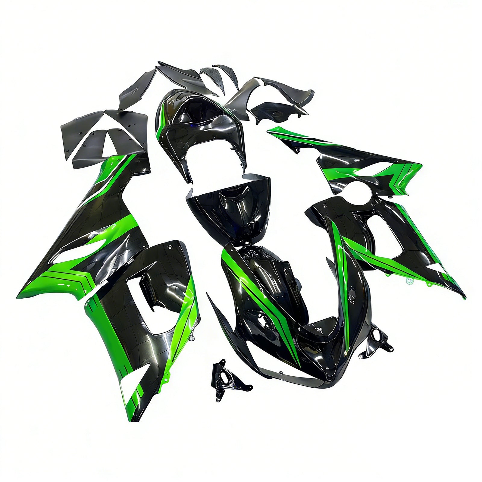 Amotopart 2005-2006 Kawasaki ZX6R 636 Black & Green Style1 Fairing Kit