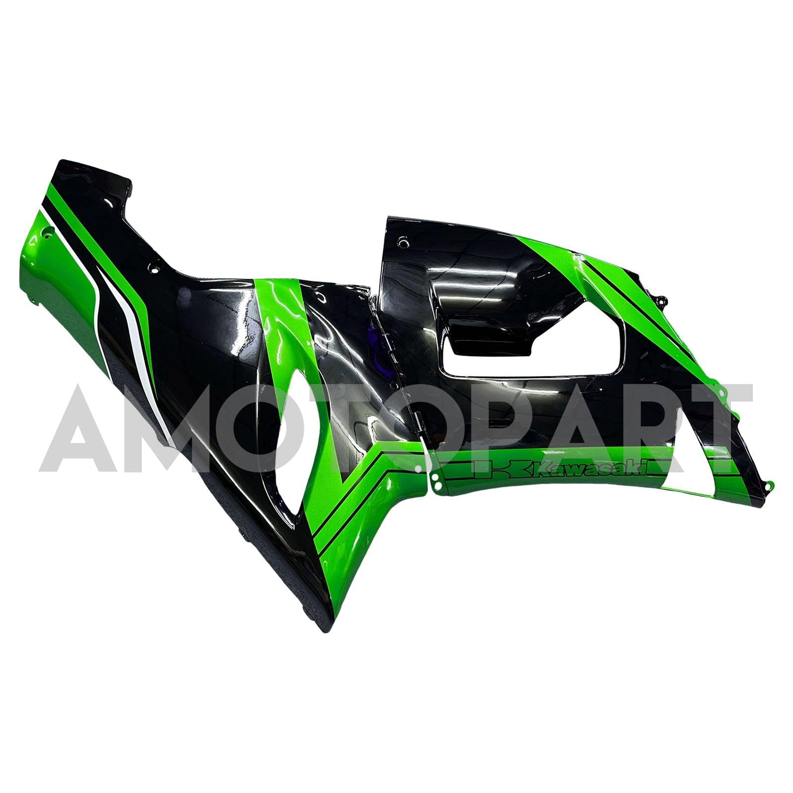 Amotopart 2005–2006 Kawasaki ZX6R 636, Schwarz&Grünes Style1-Verkleidungskit