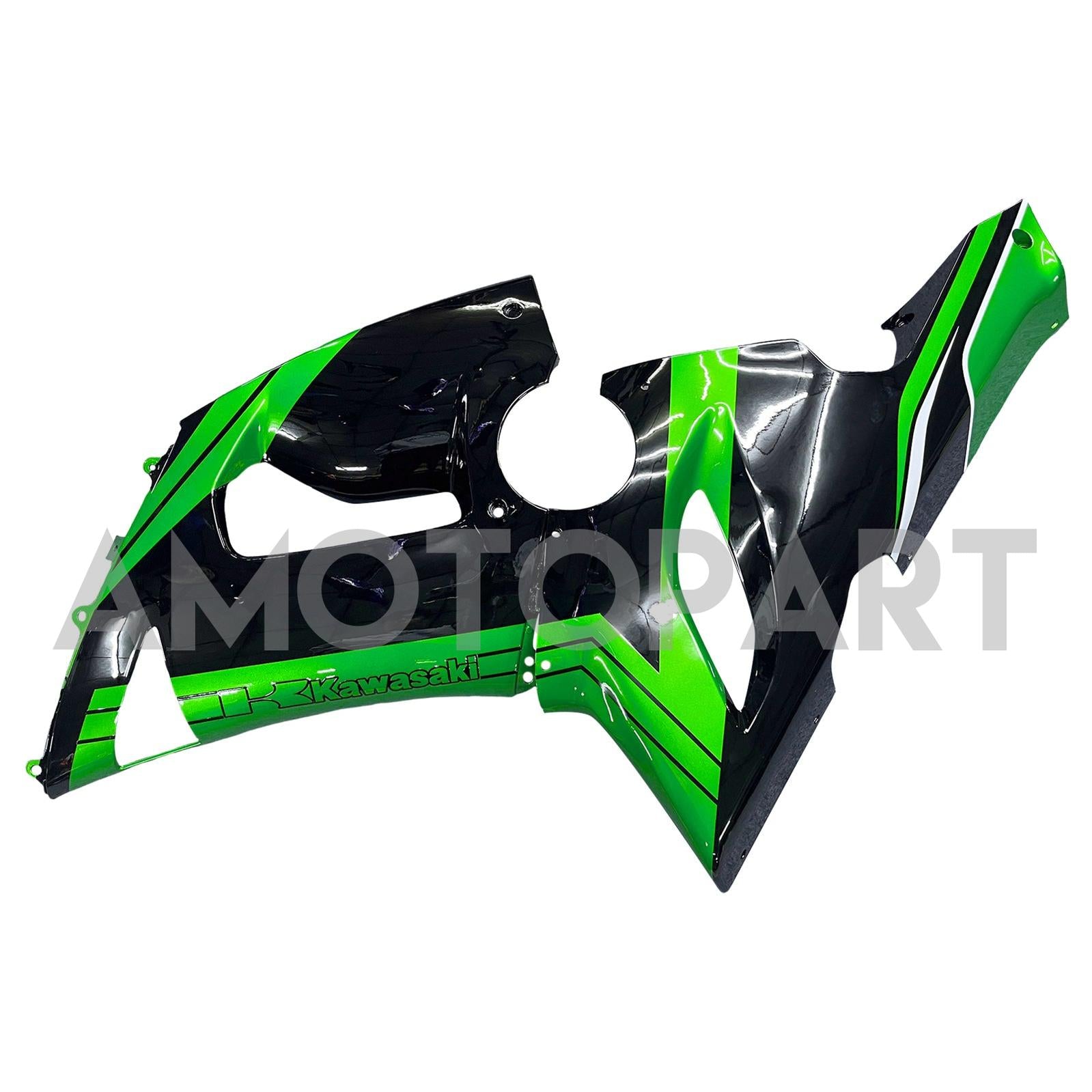 Amotopart 2005–2006 Kawasaki ZX6R 636, Schwarz&Grünes Style1-Verkleidungskit