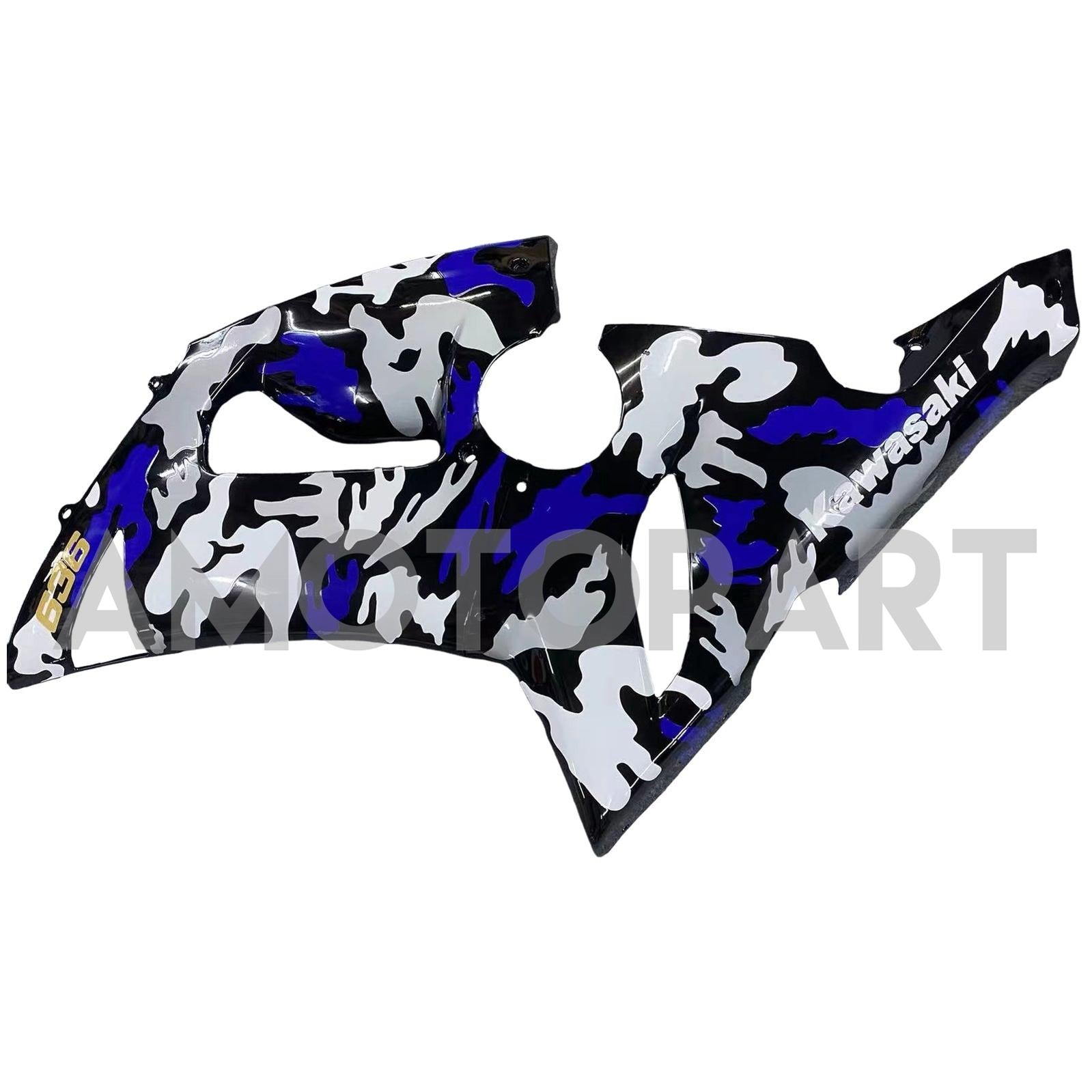 Amotopart 2005-2006 Kawasaki ZX6R 636 Blue&White Camouflage Fairing Kit
