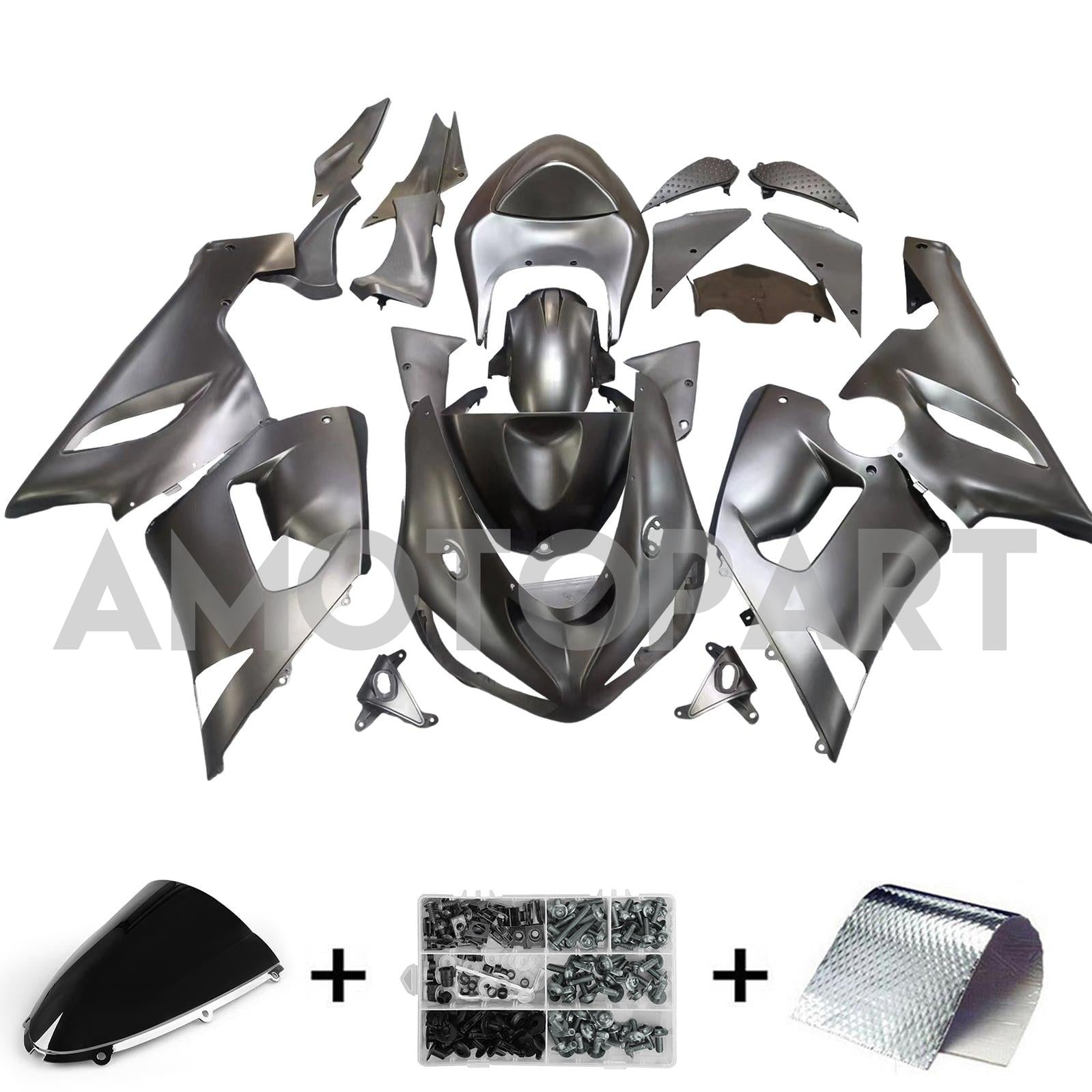 Amotopart 2005-2006 Kawasaki ZX6R 636 Grey&Black Fairing Kit