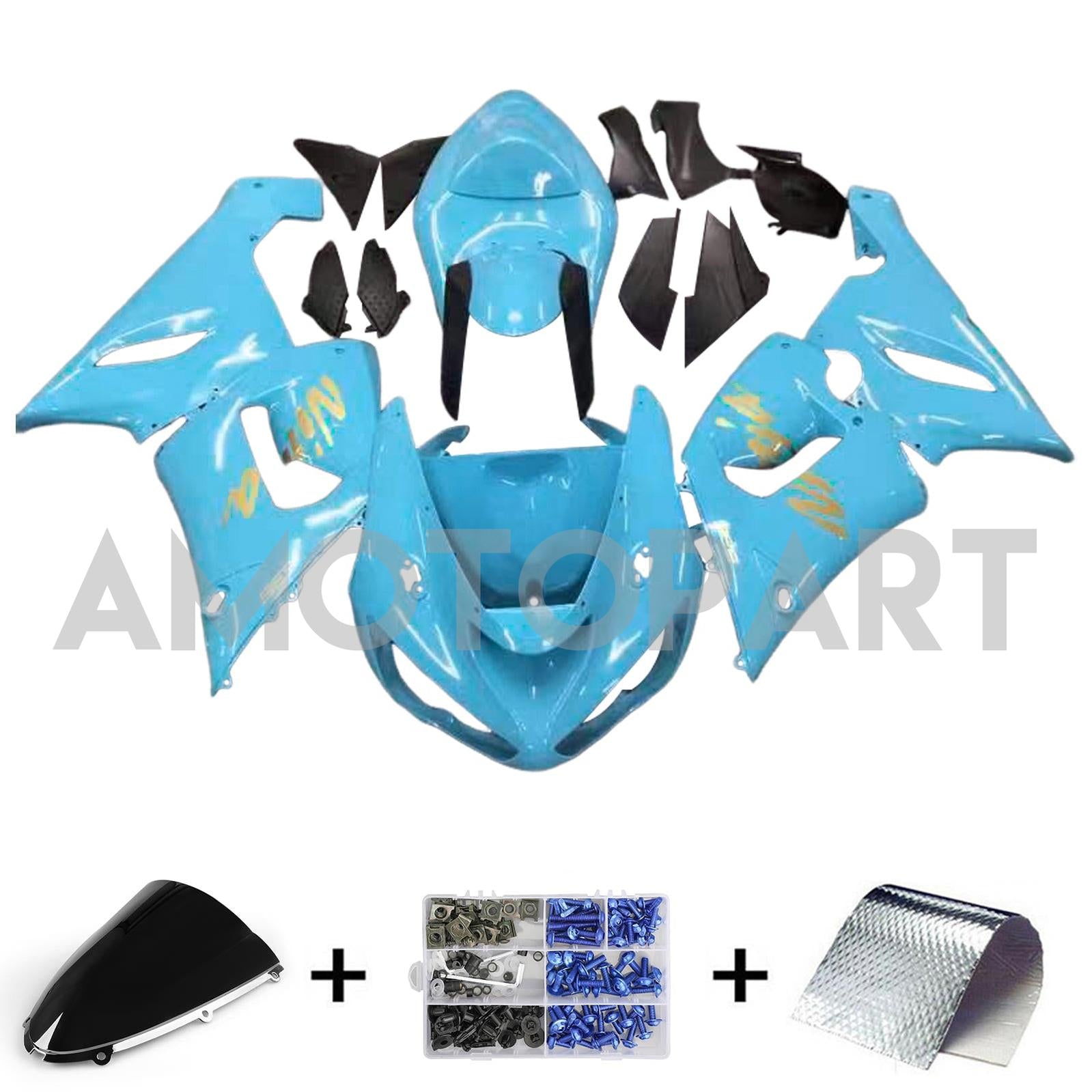 Amotopart 2005-2006 Kawasaki ZX6R 636 Světle modrá kapotáž