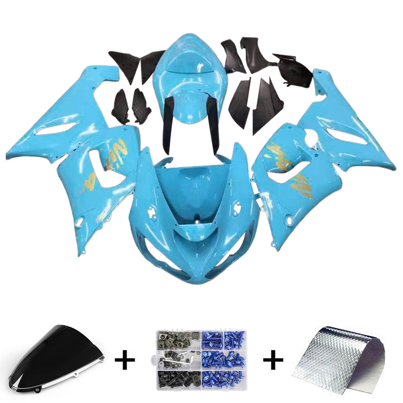 Amotopart 2005-2006 Kawasaki ZX6R 636 Light Blue Fairing Kit