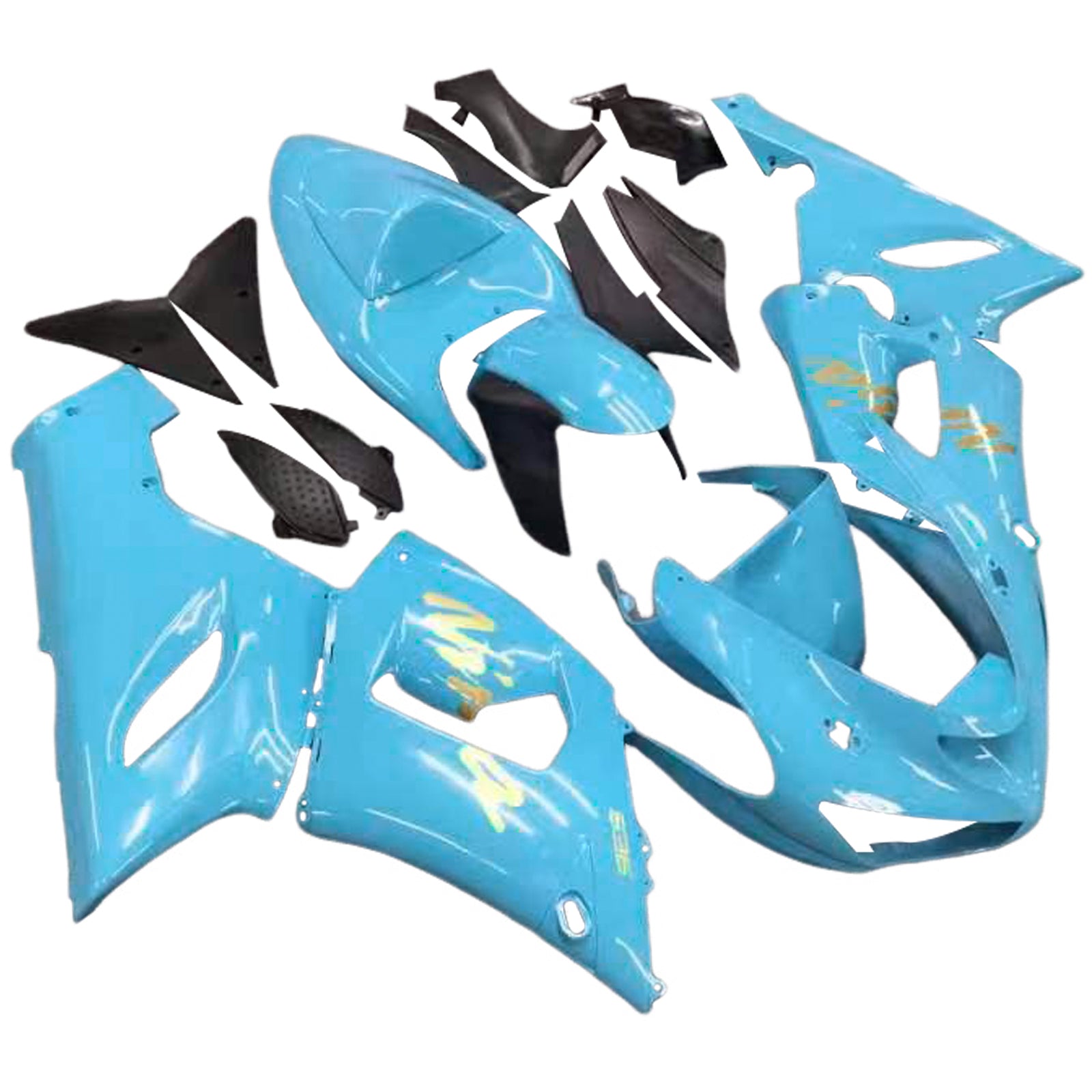 Amotopart 2005-2006 Kawasaki ZX6R 636 Kit de carénage bleu clair