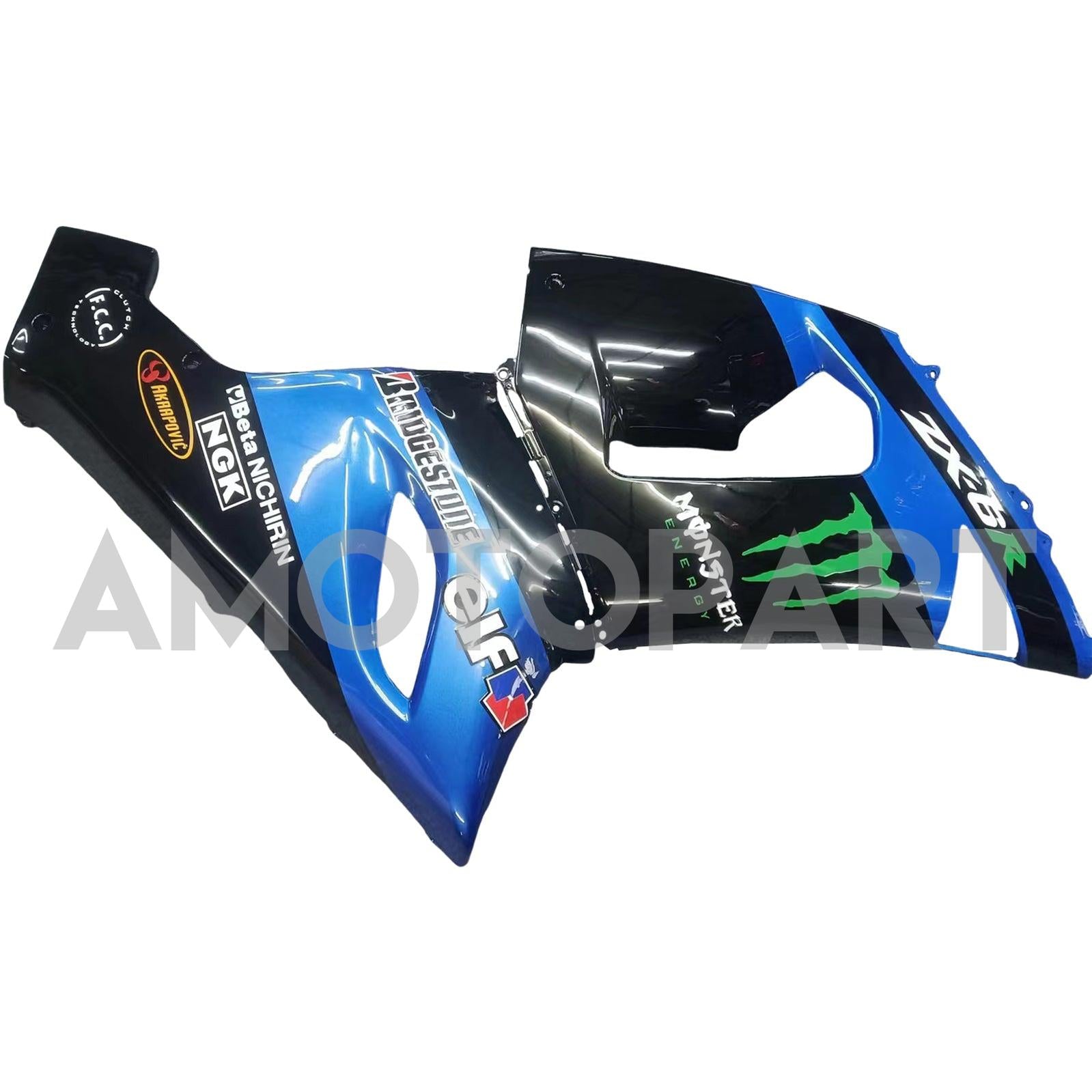 Amotopart 2005-2006 Kawasaki ZX6R 636 Blue & Black Fairing Kit