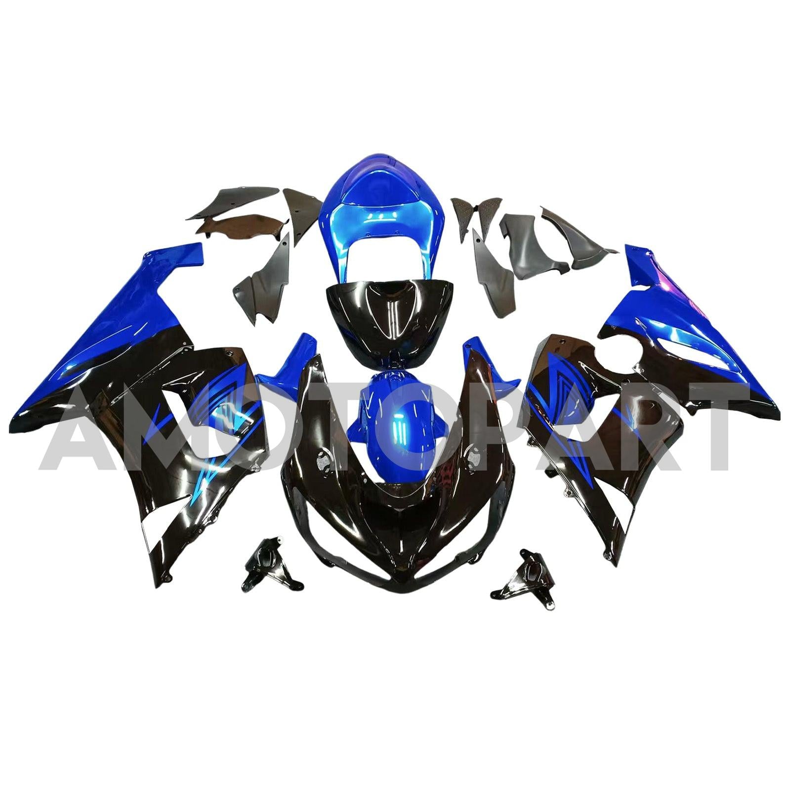 Amotopart 2005–2006 Kawasaki ZX6R 636, Schwarz&Blaues Verkleidungskit
