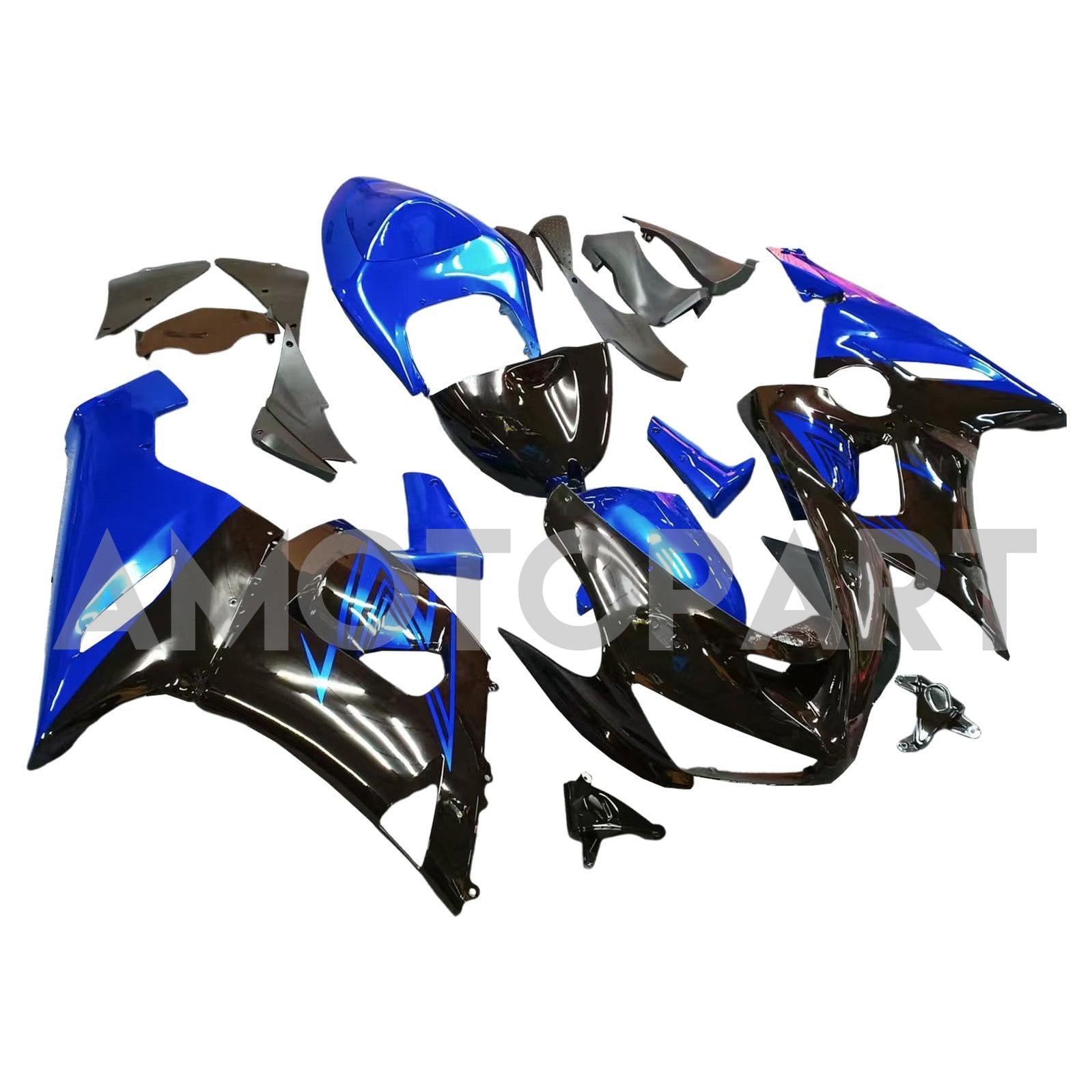 Amotopart 2005-2006 Kawasaki ZX6R 636 Black&Blue Fairing Kit