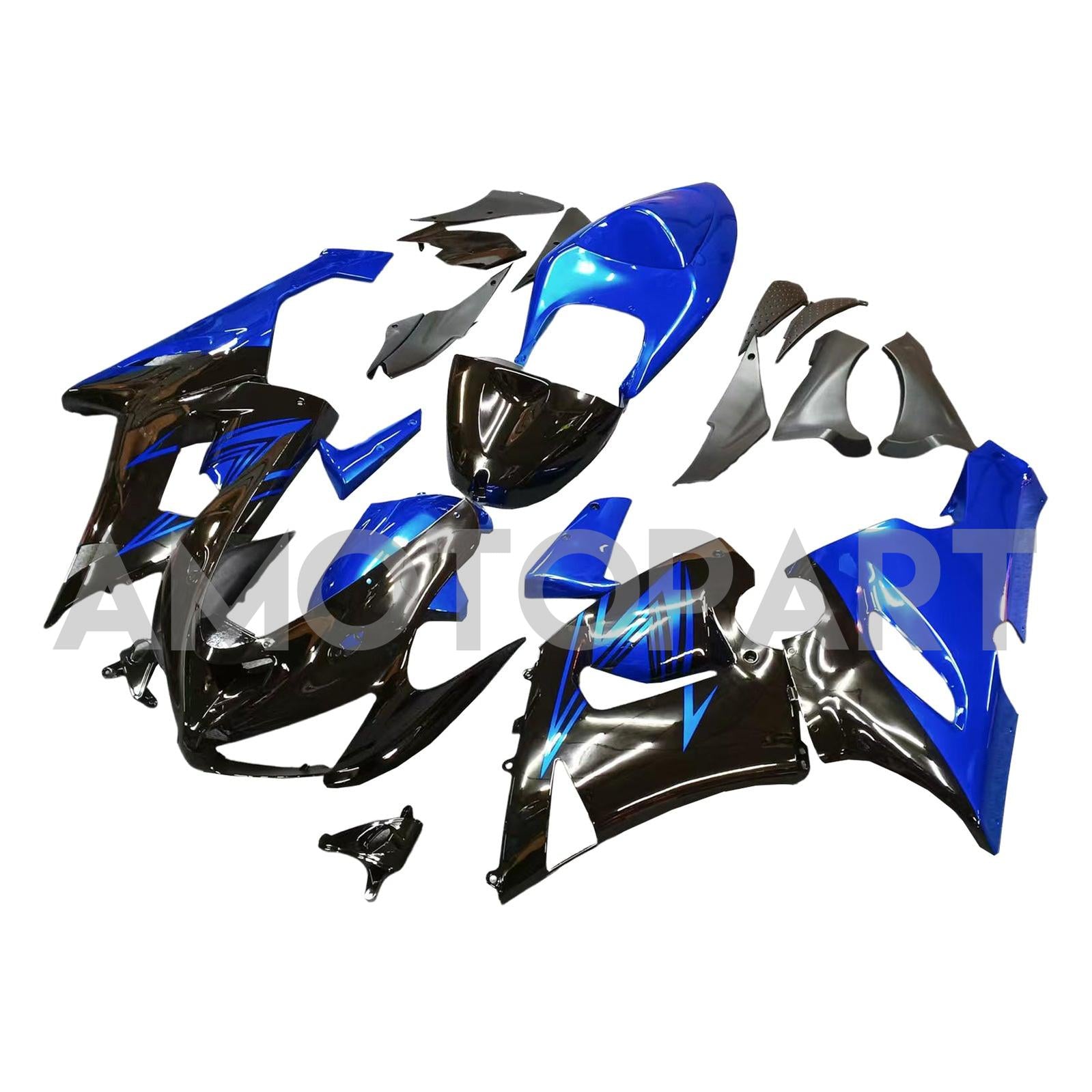 Amotopart 2005-2006 Kawasaki ZX6R 636 Black&Blue Fairing Kit