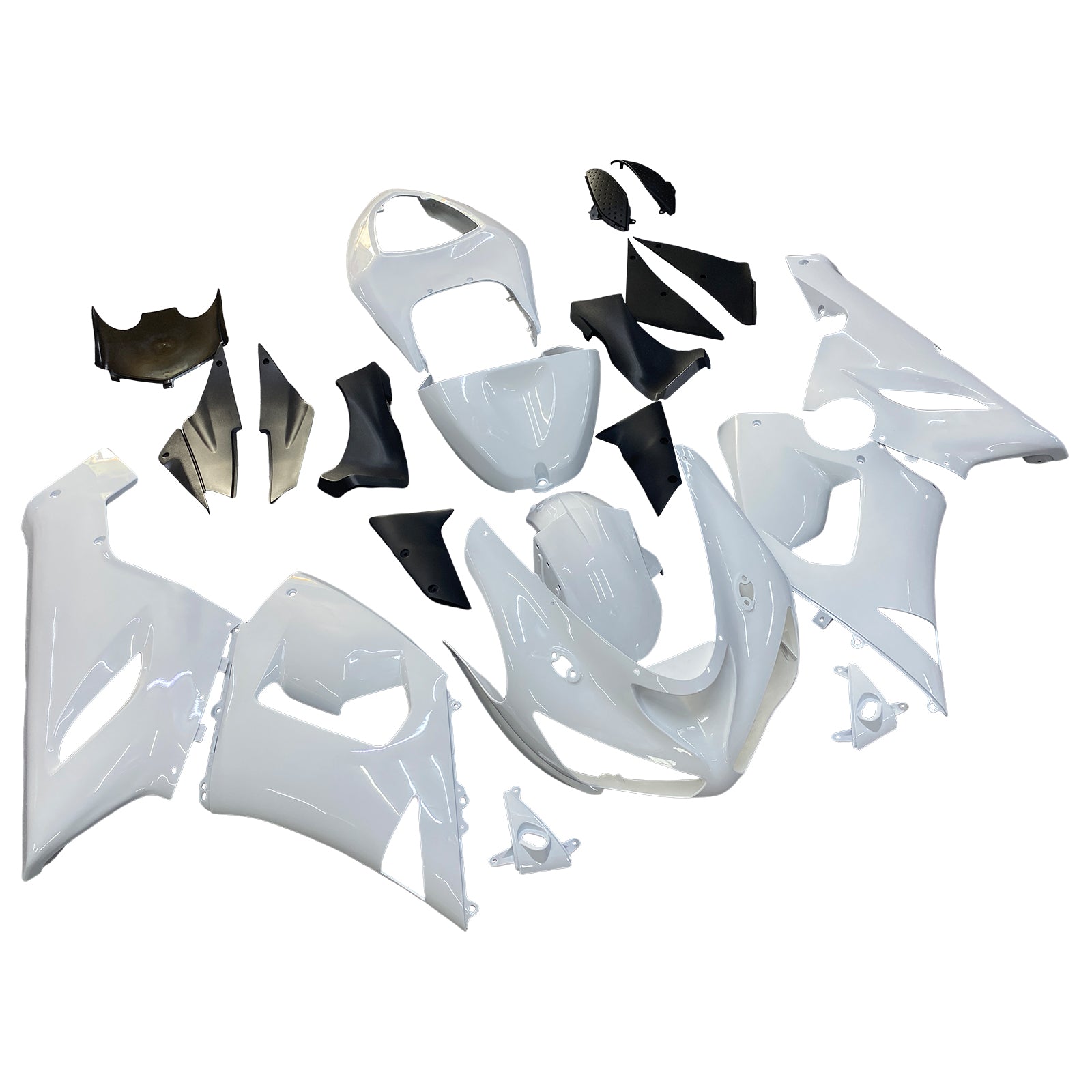 Amotopart Kawasaki 2005-2006 ZX6R 636 White Fairing Kit