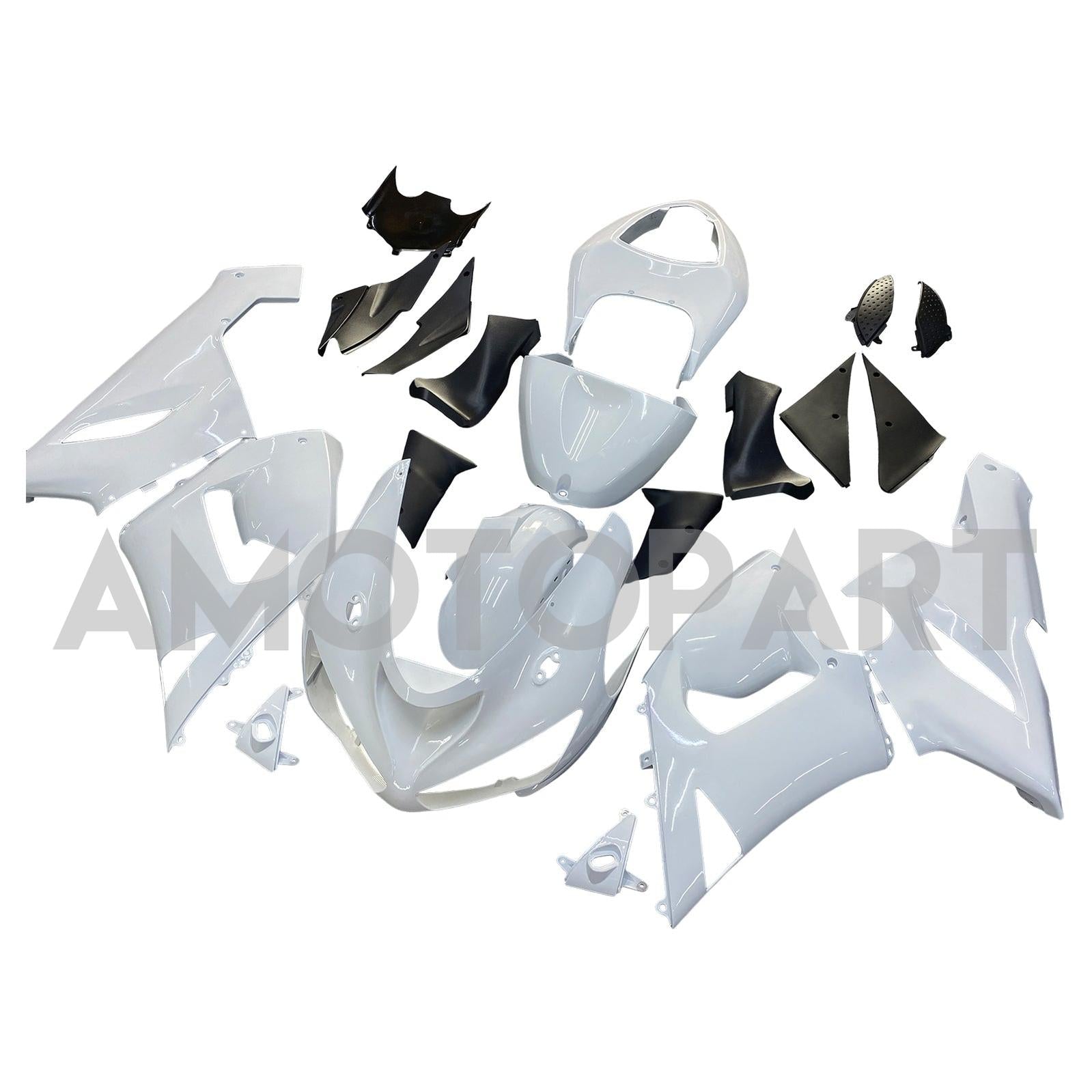 Amotopart Kawasaki 2005-2006 ZX6R 636 Kit de carenagem branca