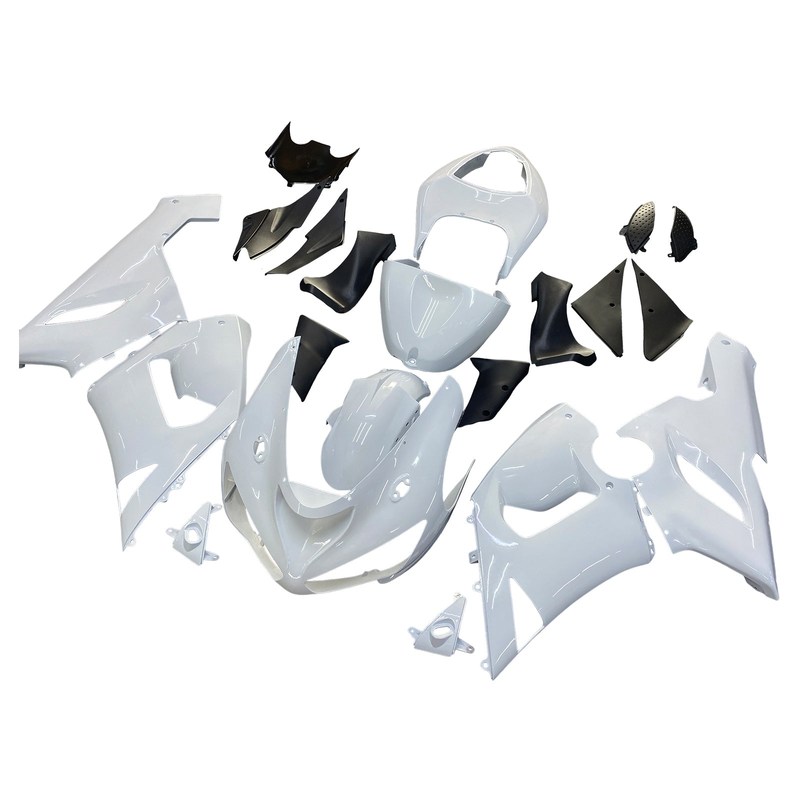 Amotopart Kawasaki 2005-2006 ZX6R 636 White Fairing Kit