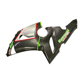 Amotopart Kawasaki 2005-2006 ZX6R 636 Red & Green Line Black Fairing Kit