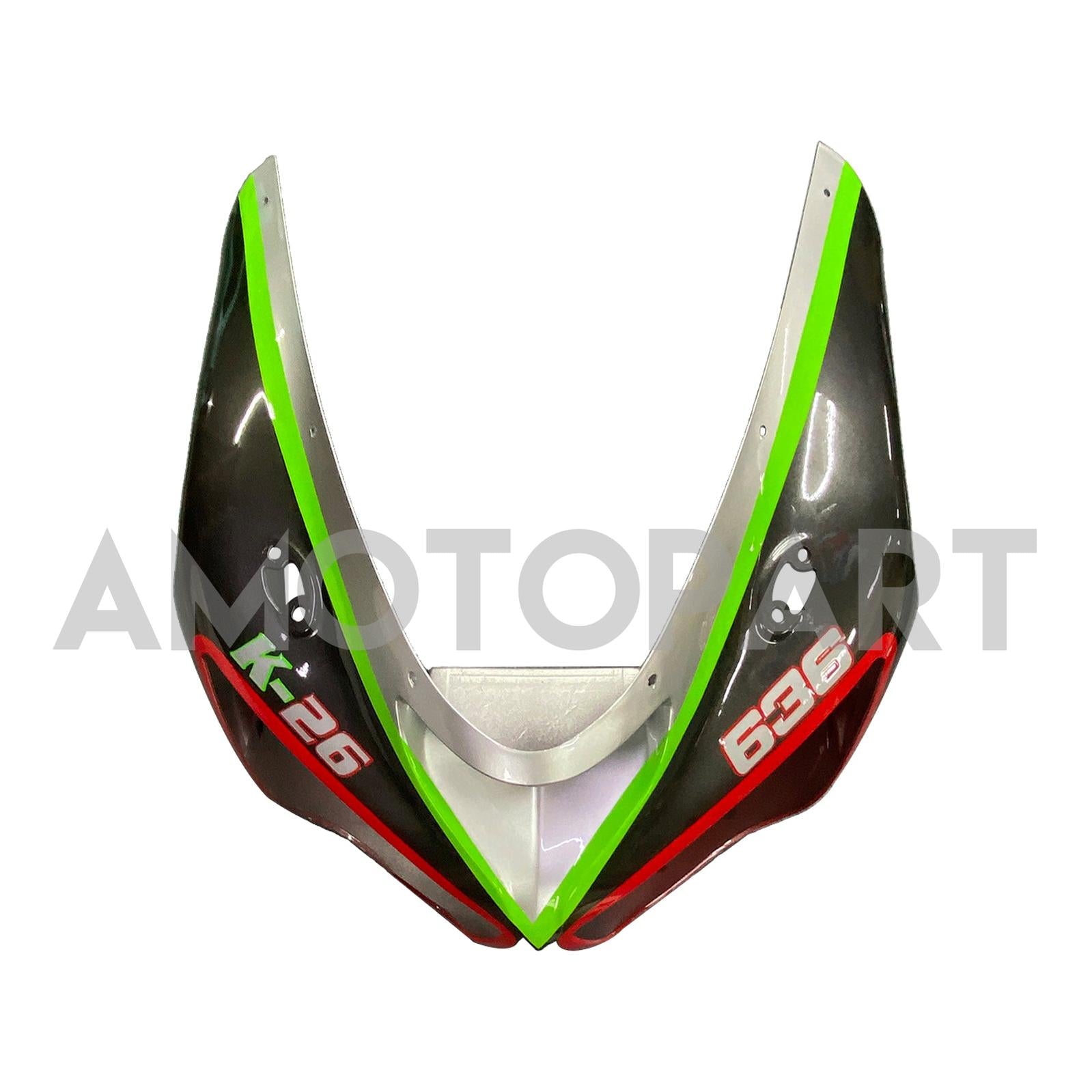 Amotopart Kawasaki 2005-2006 ZX6R 636 Red & Green Line Black Fairing Kit