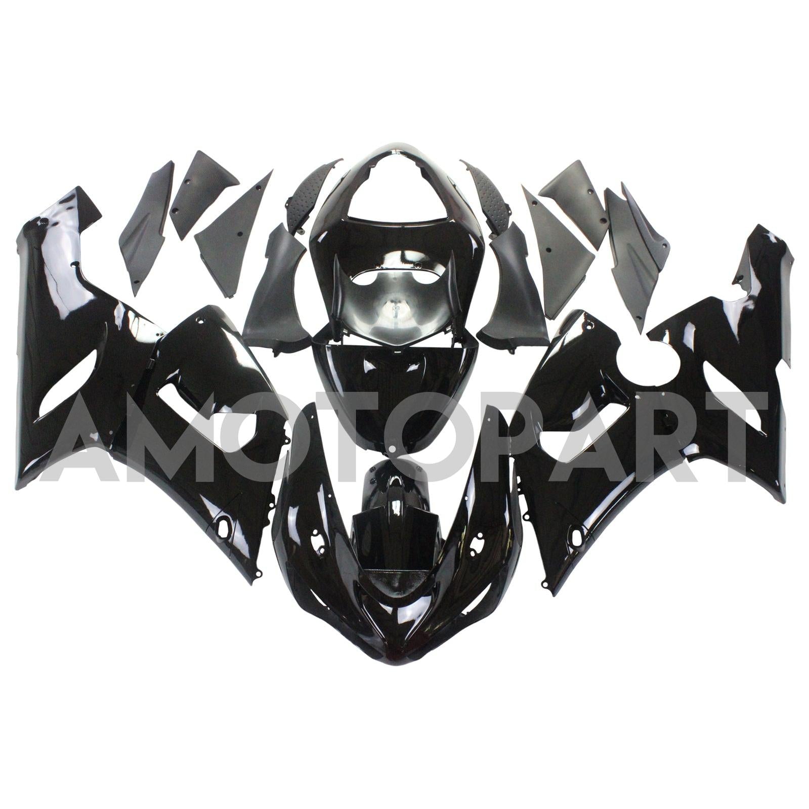 Amotopart Kawasaki 2005-2006 ZX6R 636 All Black Fairing Kit