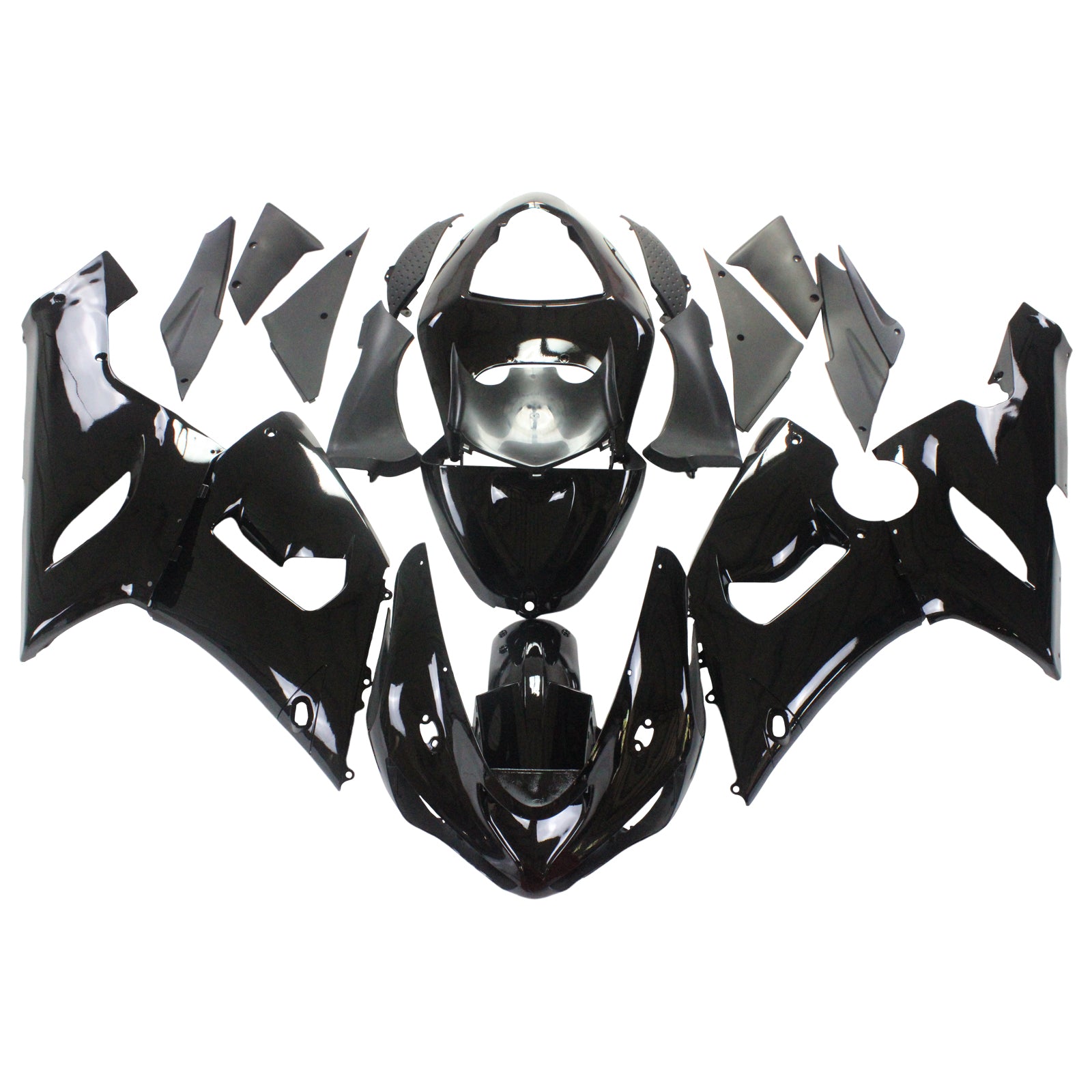 Amotopart Kawasaki 2005-2006 ZX6R 636 All Black Fairing Kit