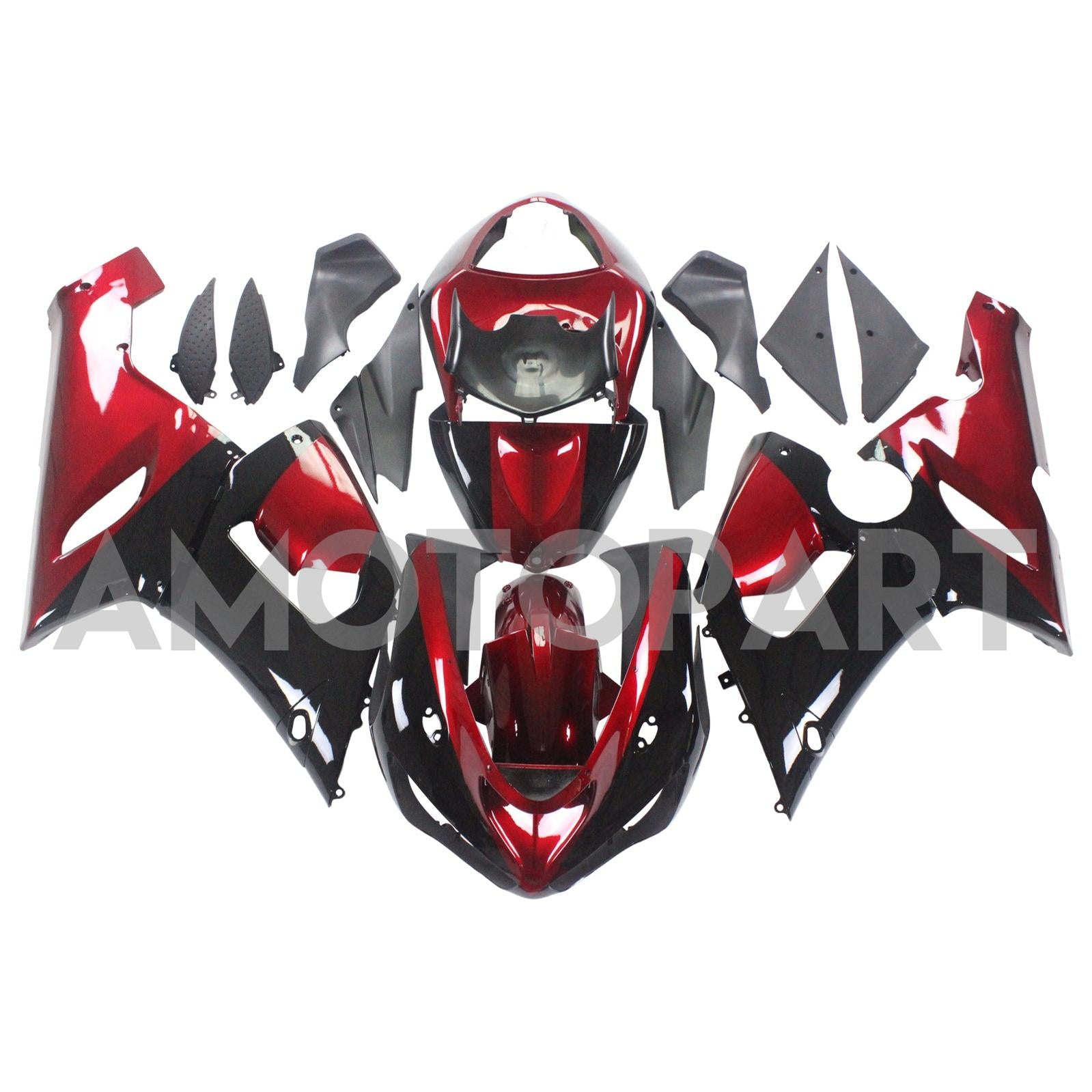 Amotopart Kawasaki 2005-2006 ZX6R 636 Black Red Fairing Kit