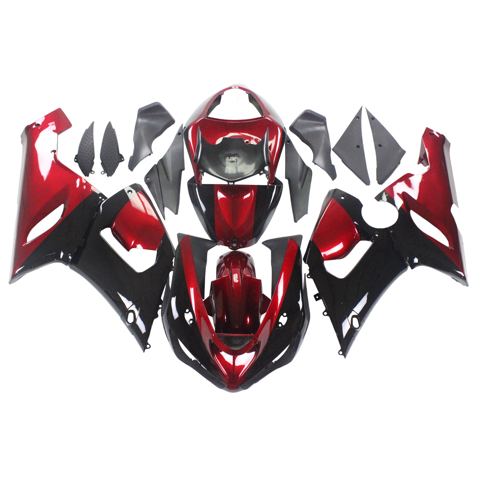 Amotopart Kawasaki 2005-2006 ZX6R 636 Black Red Fairing Kit