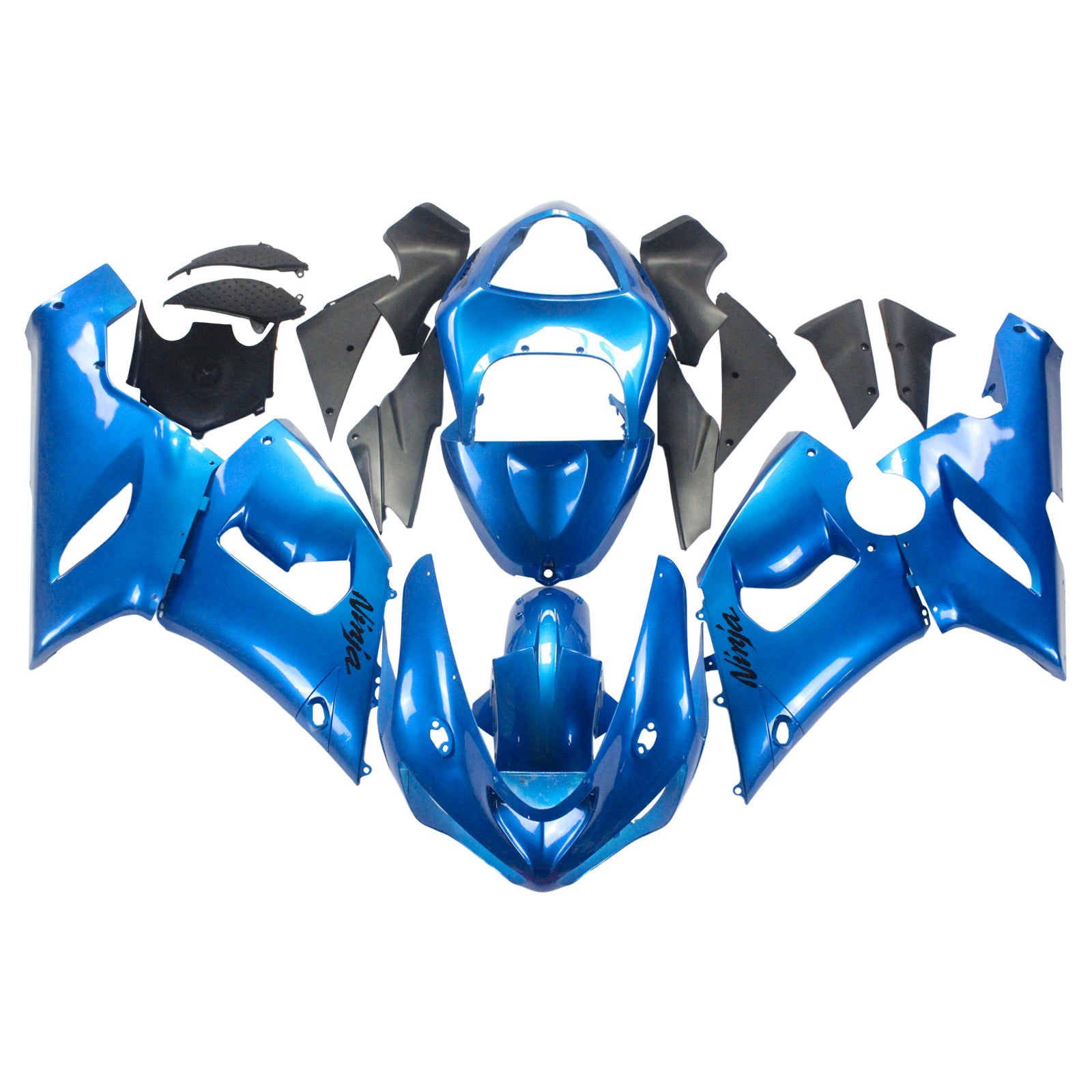 Amotopart Kawasaki 2005-2006 ZX6R 636 Kit de carenado azul brillante