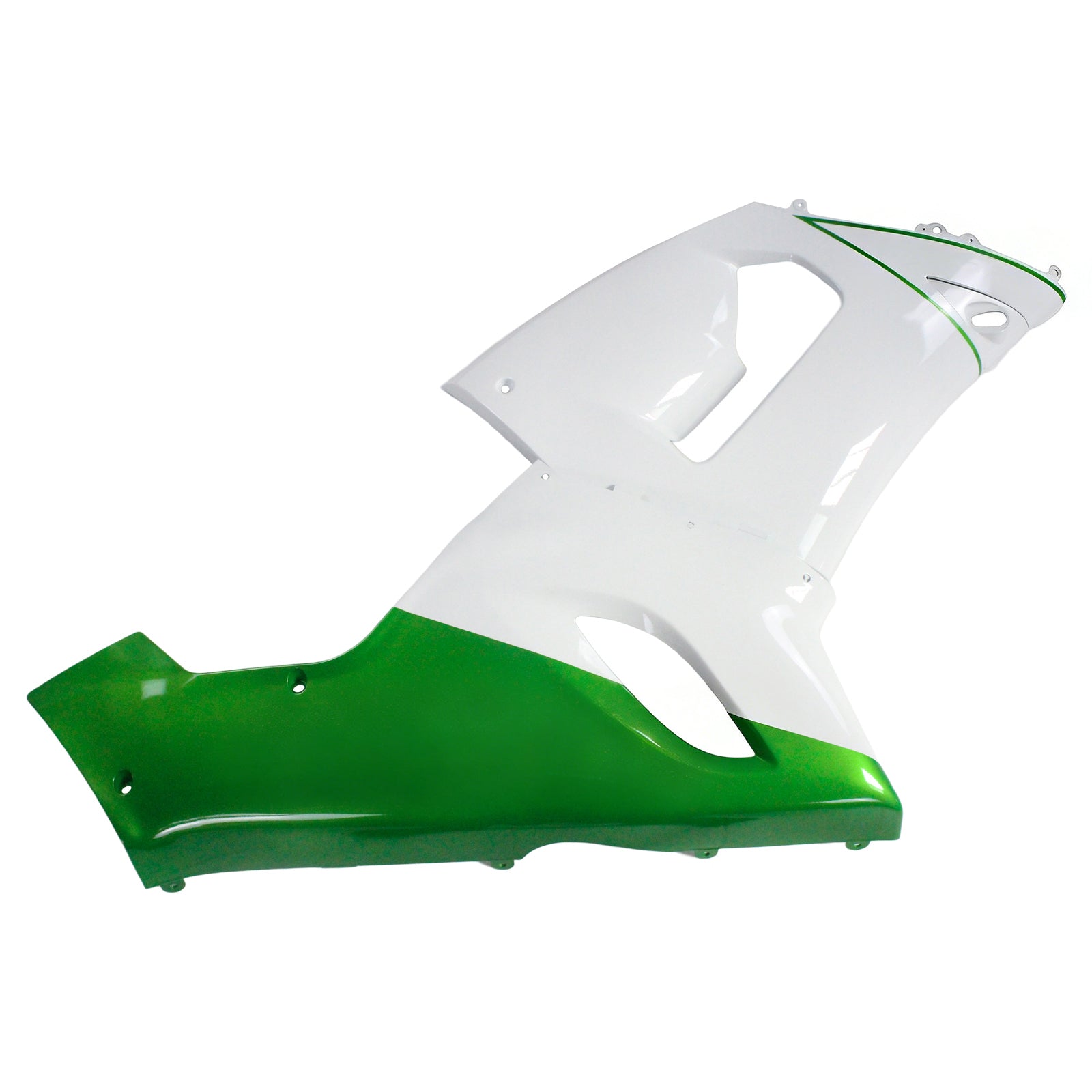 Amotopart Verkleidungsset für Kawasaki 2005–2006 ZX6R 636, Weiß-Mix, Grün