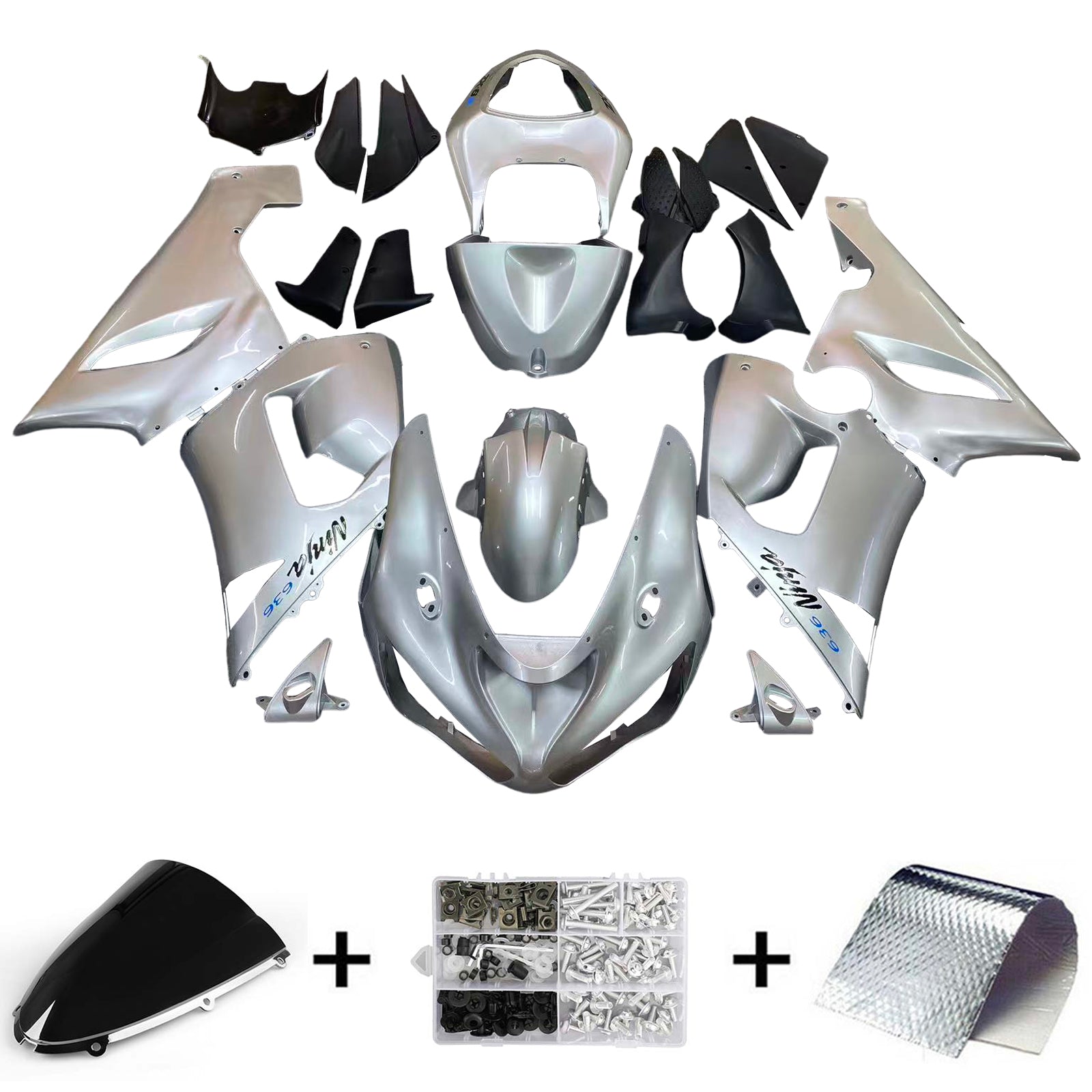 Amotopart Kawasaki 2005-2006 ZX6R 636 Sliver kuipkit