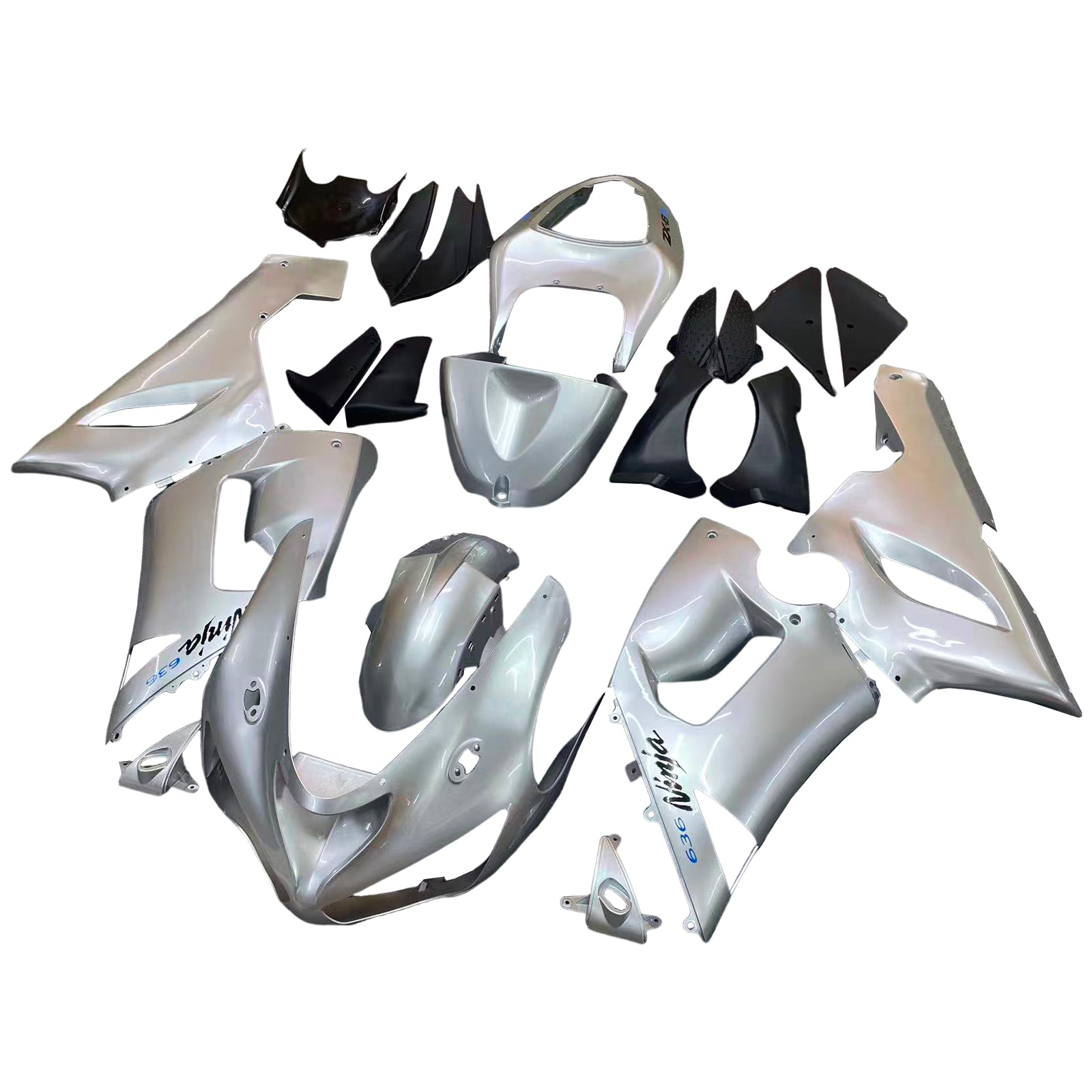 Amotopart Kawasaki 2005-2006 ZX6R 636 Sliver Fairing Zestaw