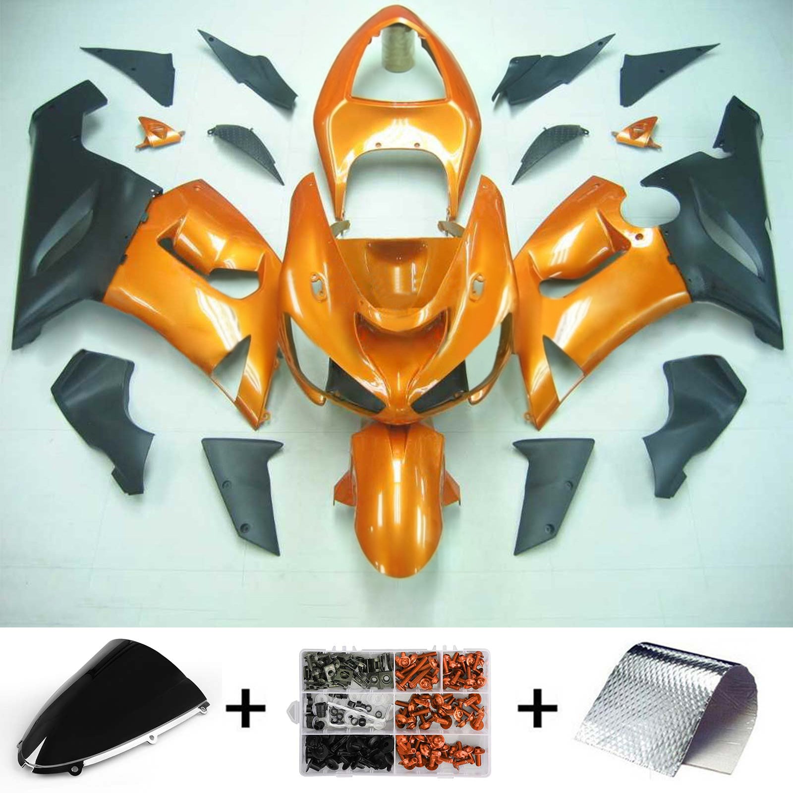 Amotopart Kawasaki 2005-2006 ZX6R 636 oranje met zwarte kuipset
