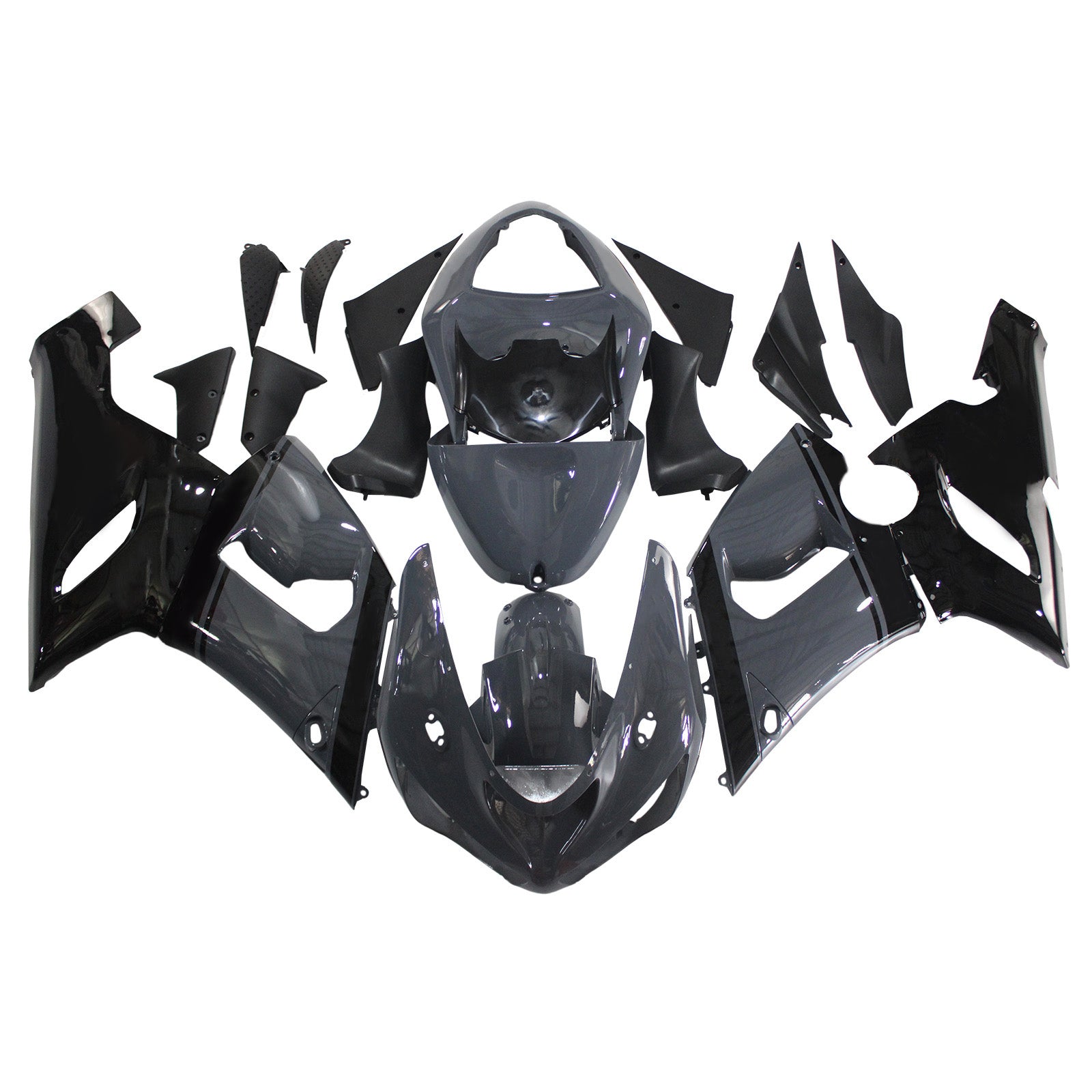 Amotopart Kawasaki 2005-2006 ZX6R 636 Gray Black Fairing Kit