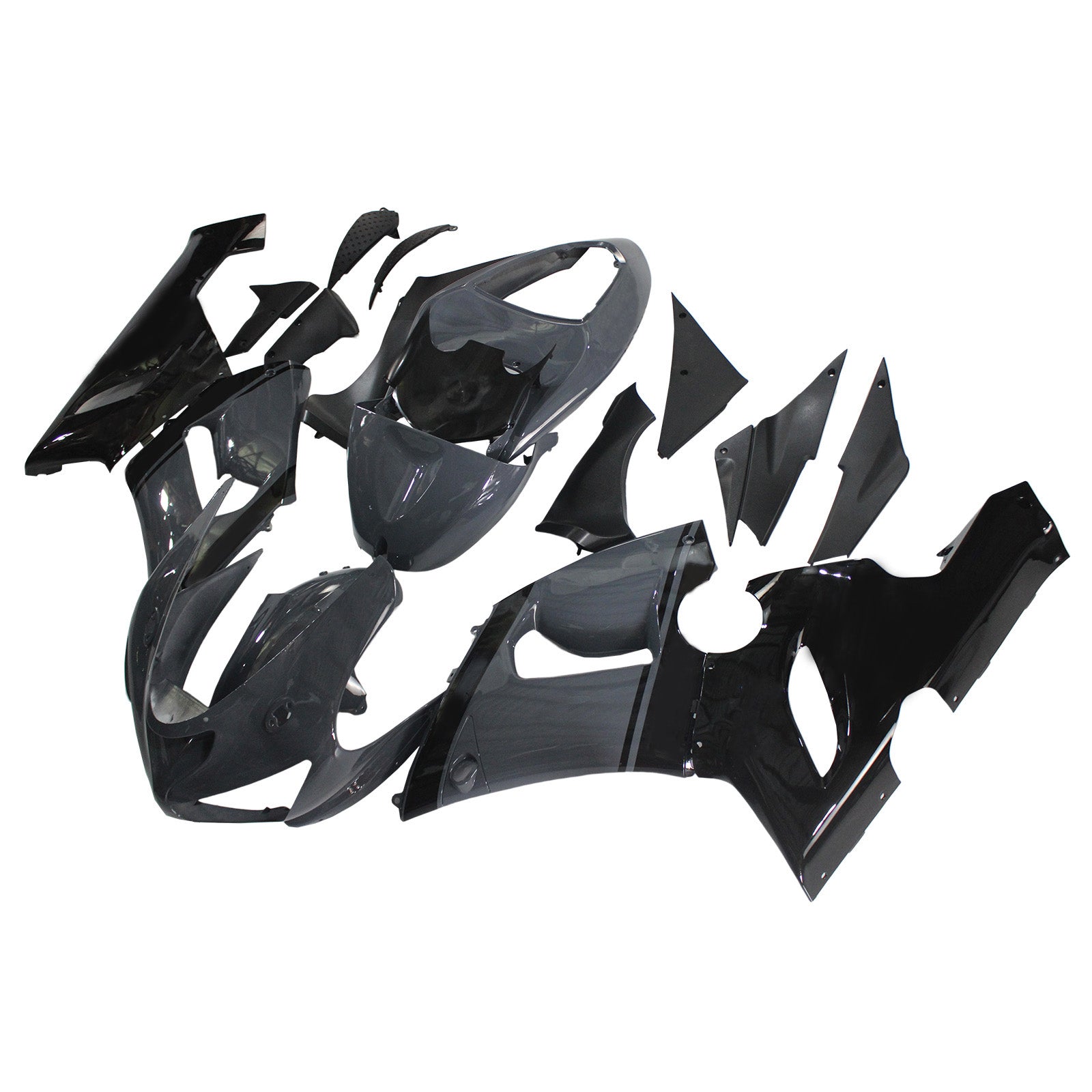 Amotopart Kawasaki 2005-2006 ZX6R 636 Gray Black Fairing Kit