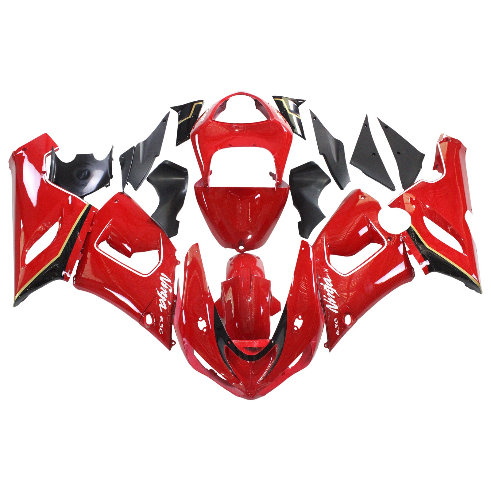 Kit de carénage Amotopart Kawasaki 2005-2006 ZX6R 636 rouge