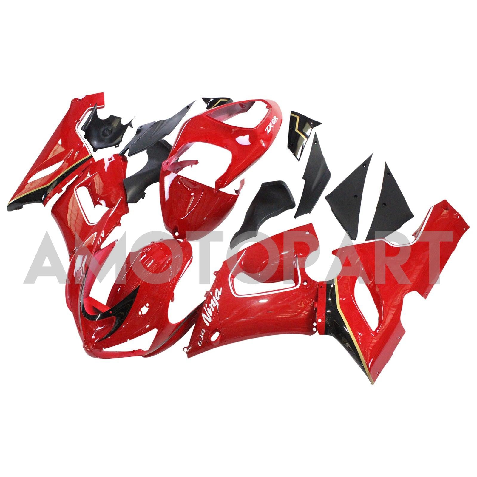 Amotopart Kawasaki 2005-2006 ZX6R 636 Red Fairing Kit