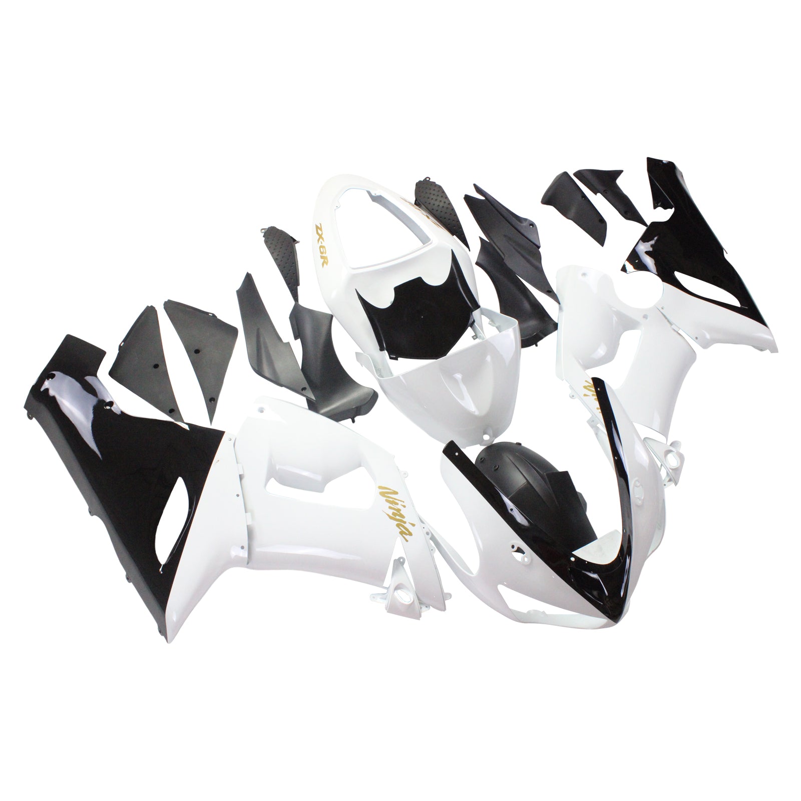 AMOTOPART KAWASAKI 2005-2006 ZX6R 636 WIT BLACK KUIST KIT
