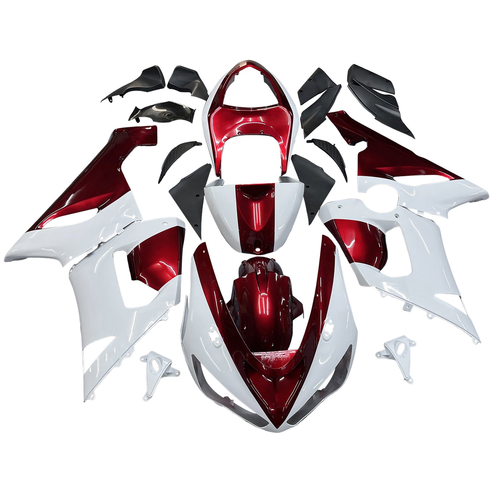 Amotopart Kawasaki 2005-2006 ZX6R 636 White Red Fairing Kit