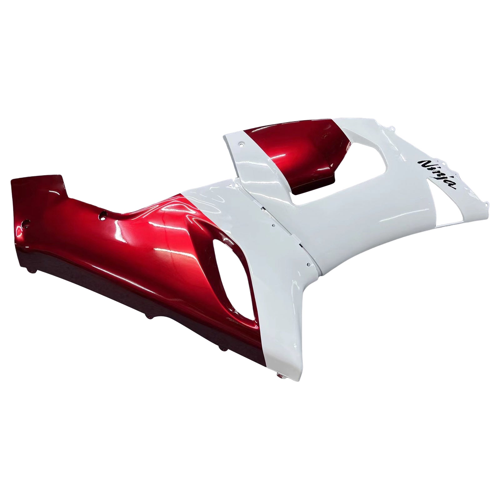 Amotopart Verkleidungsset für Kawasaki 2005–2006 ZX6R 636, Weiß, Rot