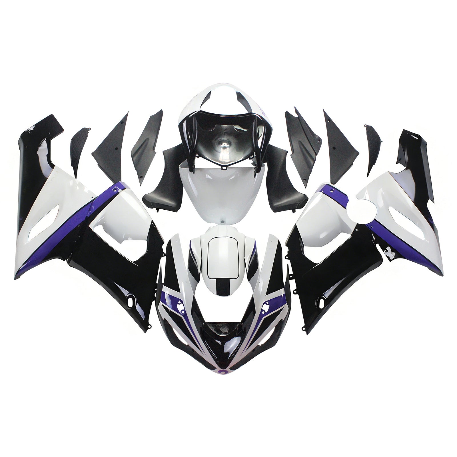 Amotopart Kawasaki 2005-2006 ZX6R 636 Black White Fairing Kit