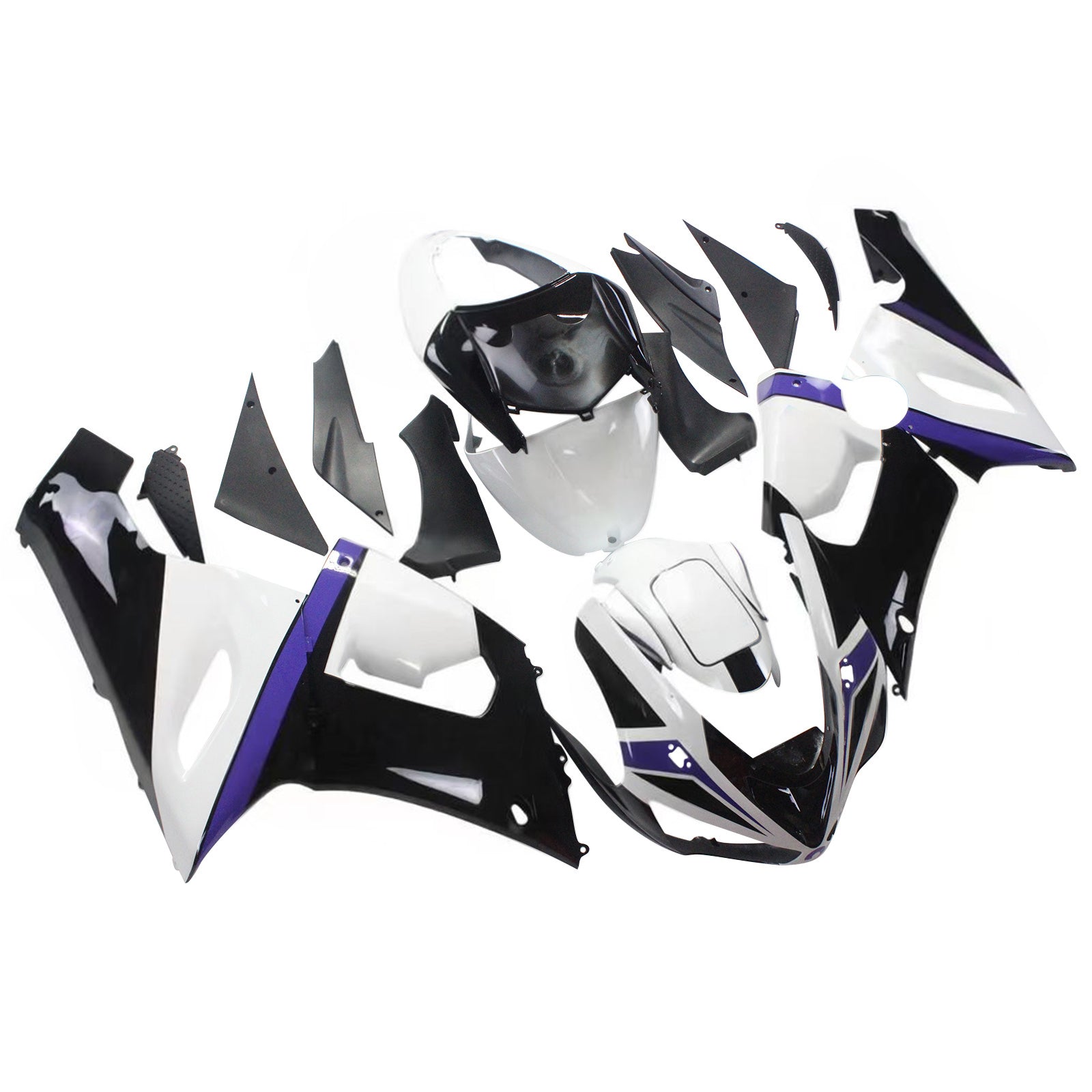 Amotopart Kawasaki 2005-2006 ZX6R 636 Black White Fairing Kit