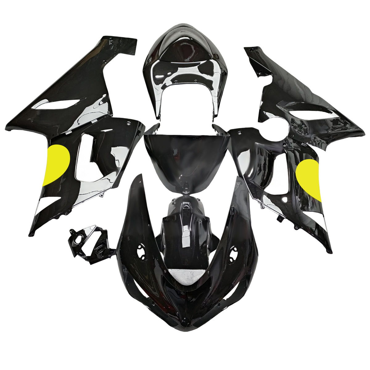 Amotopart 2005-2006 Kawasaki ZX-6R 636 Black Yellow Fairing Kit