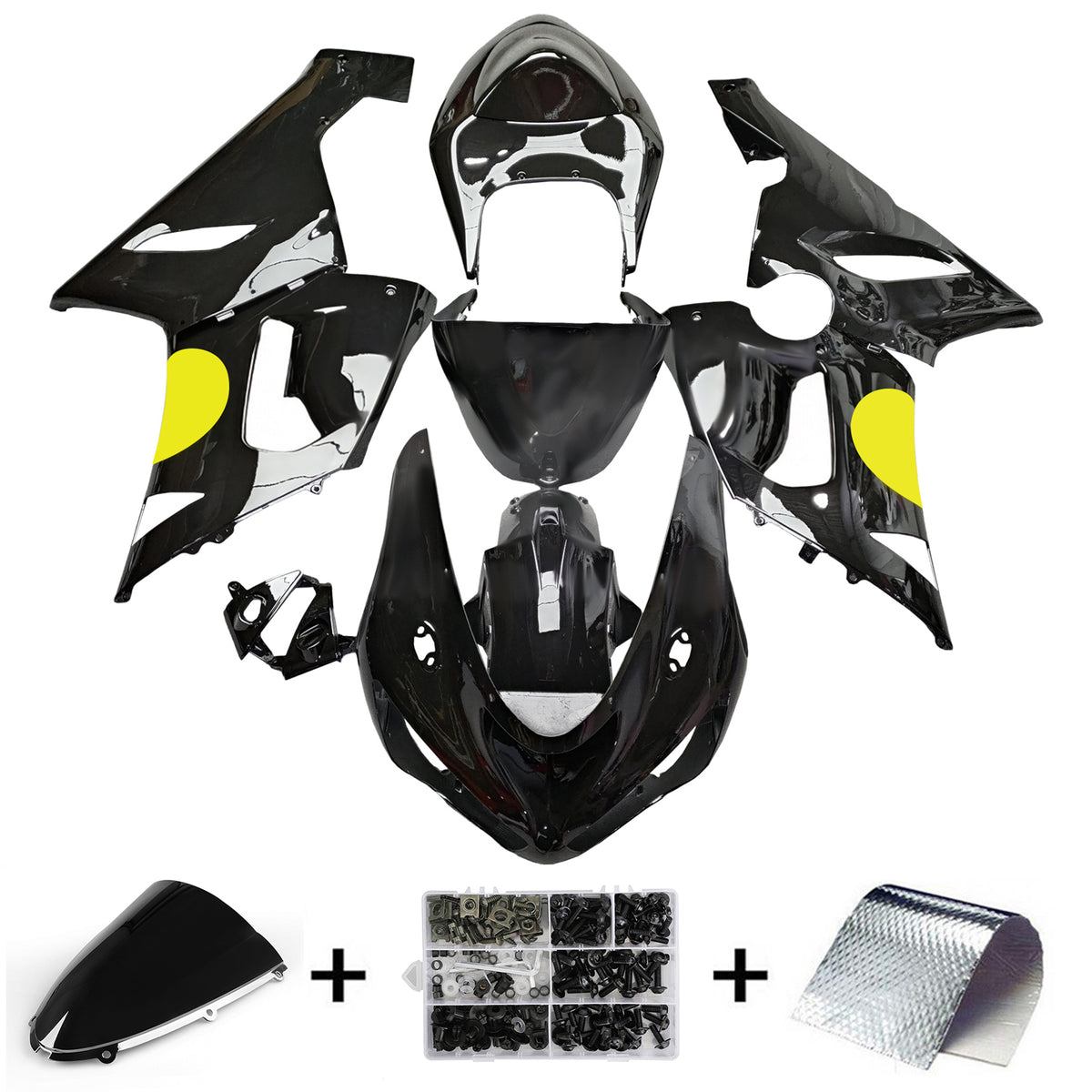 Amotopart 2005-2006 Kawasaki ZX-6R 636 Black Yellow Fairing Kit