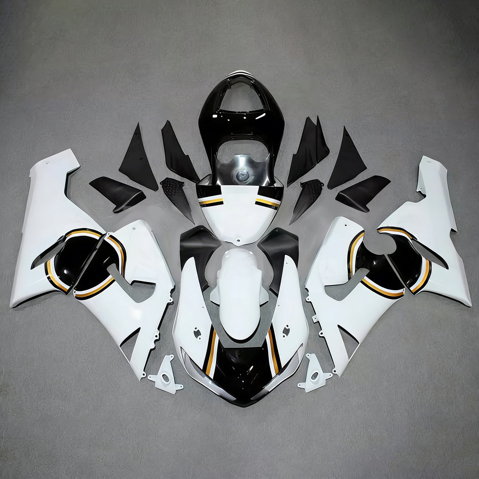 Amotopart 2005–2006 Kawasaki ZX6R 636 Schwarz & Weißes Verkleidungsset