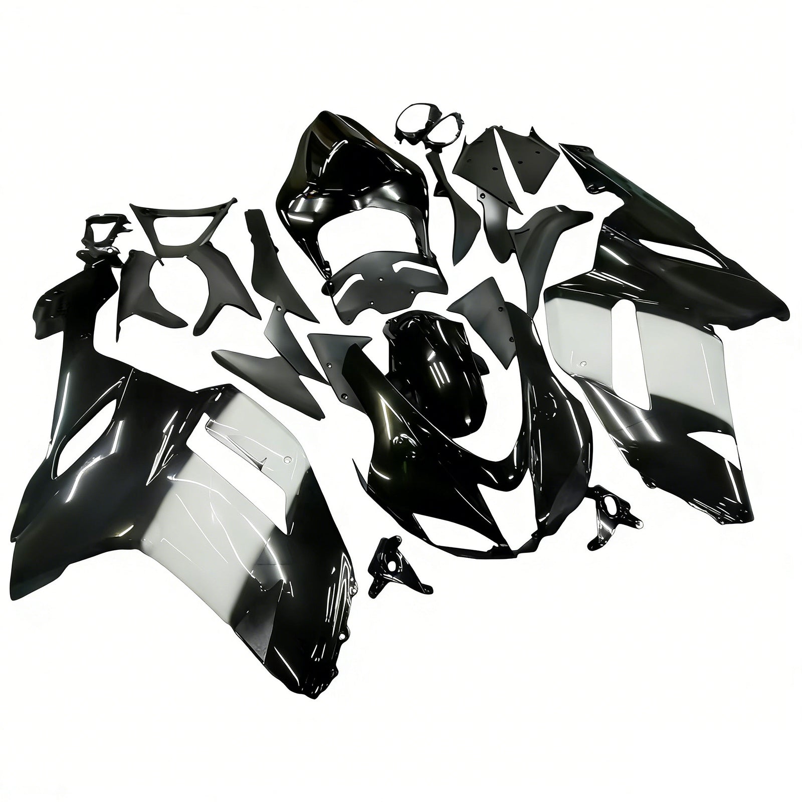 Amotopart 2007-2008 Kawasaki ZX6R 636 Black White Fairing Kit
