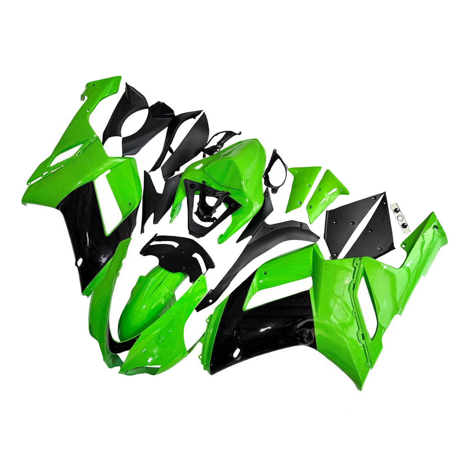 Amotopart 2007-2008 Kawasaki ZX6R 636 Black&Green Fairing Kit