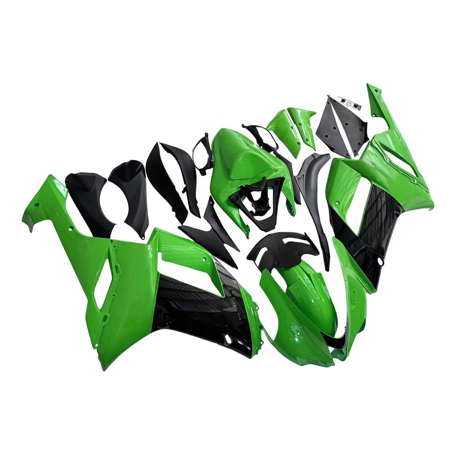 Amotopart 2007-2008 Kawasaki ZX6R 636 Black&Green Fairing Kit