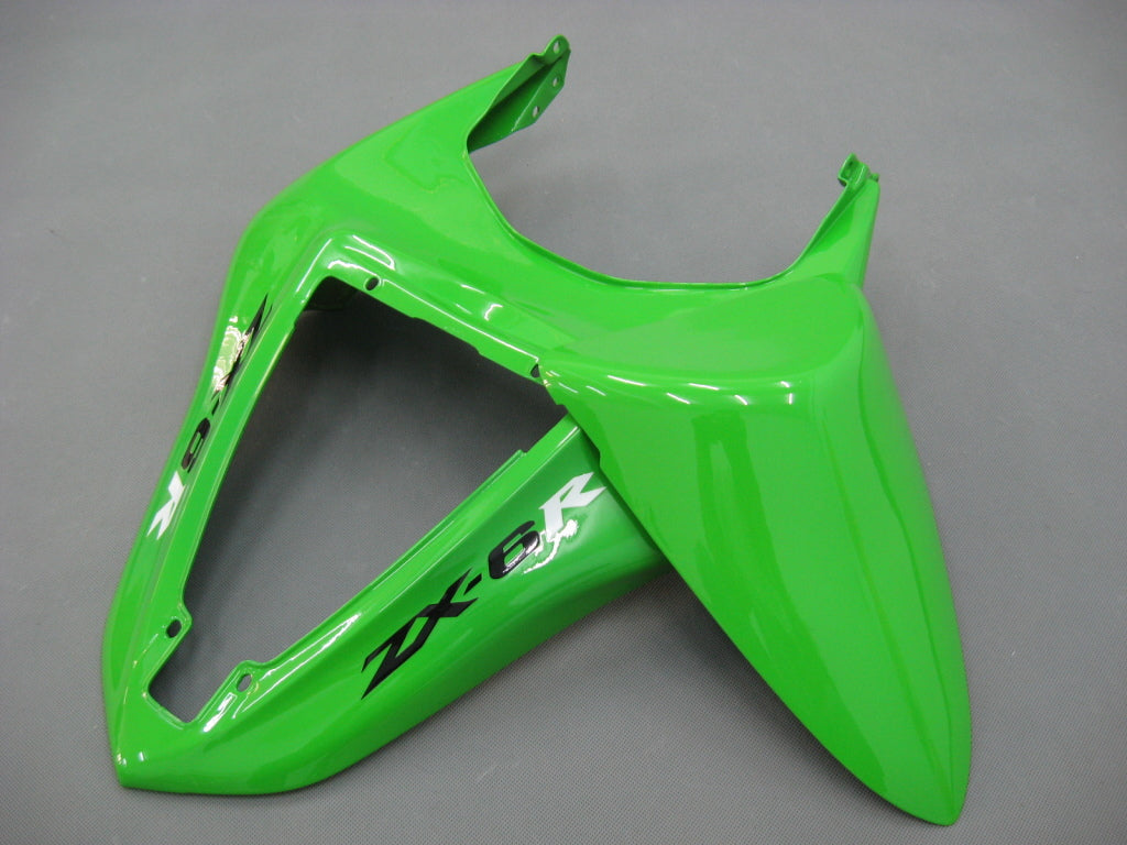 Amotopart 2007-2008 Kawasaki ZX6R 636 Black&Green Monster Fairing Kit