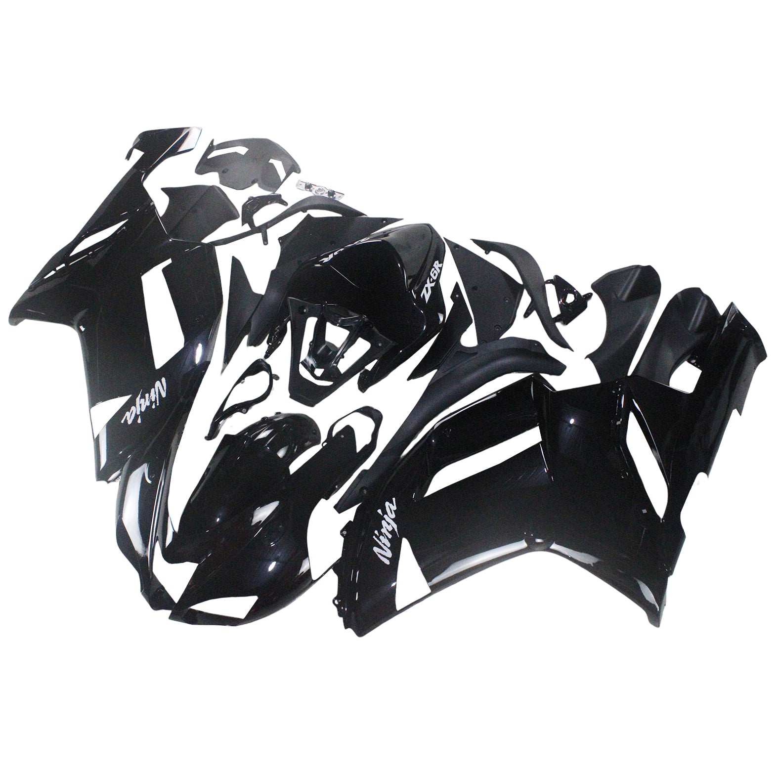 Amotopart 2007-2008 Kawasaki ZX6R 636 Black Fairing Kit